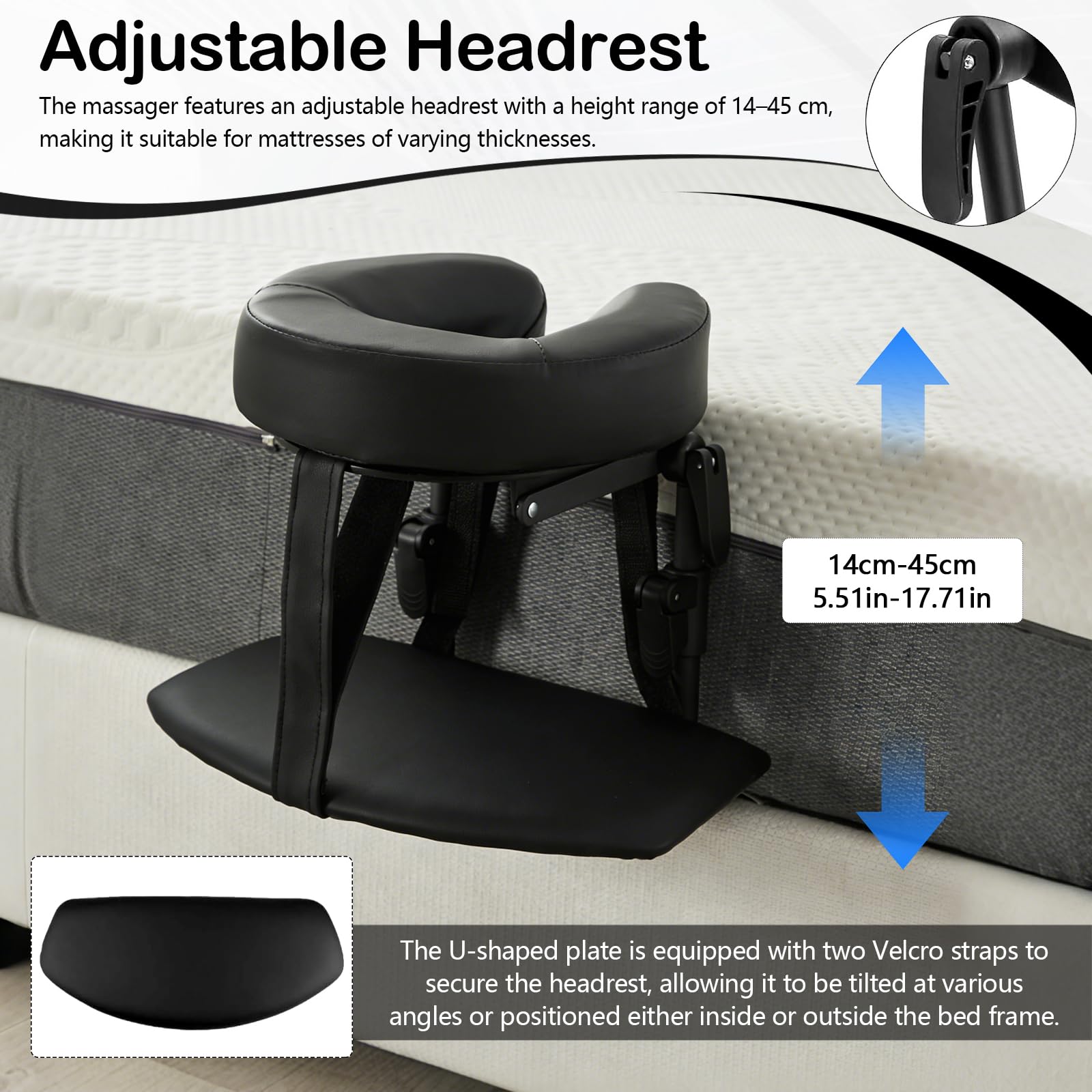Reposacabezas Masaje Cama, Soporte Facial Ajustable con Cojín de Cara en U Ergonómico de Espuma con Memoria para Camilla Plegable