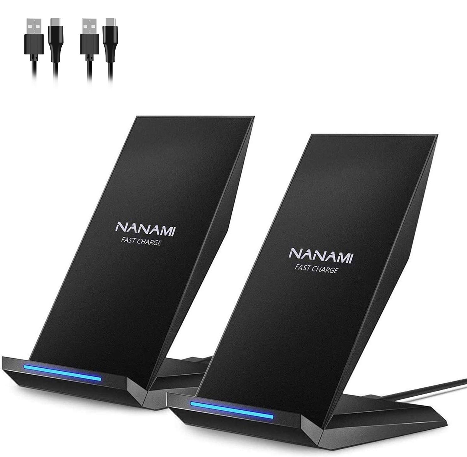NANAMI ワイヤレス充電器 Qi急速 充電スタンド 2台セット 置くだけ充電器 15W出力 iPhone 16/15/14/13/12 (Pro/Pro Max/Mini) SE第二世代/11Pro/Xs (Max)/XR/8(Plus) Galaxy S24/S23/S22(Ultra)/S21/S20 Xperiaなど 全機種対応 新生活応援 春のギフト ブラック