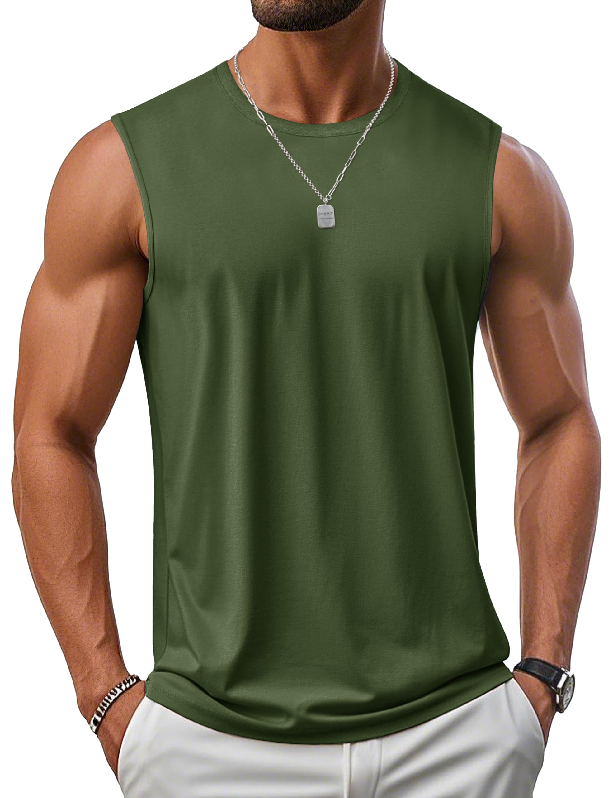 MAGCOMSEN Men's UPF 50+ Tank Top Workout Sleeveless Muscle Shirts Lightweight Casual Cooling Sleeveless Shirt for Gym Beach