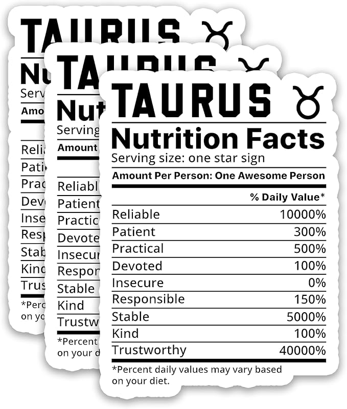 (3PCS) Taurus Sticker – Astrology Zodiac Sign Stickers, Waterproof Vinyl Decals for Water Bottles, Laptops, Cups, Scrapbooking, 3 x 2.2 inch