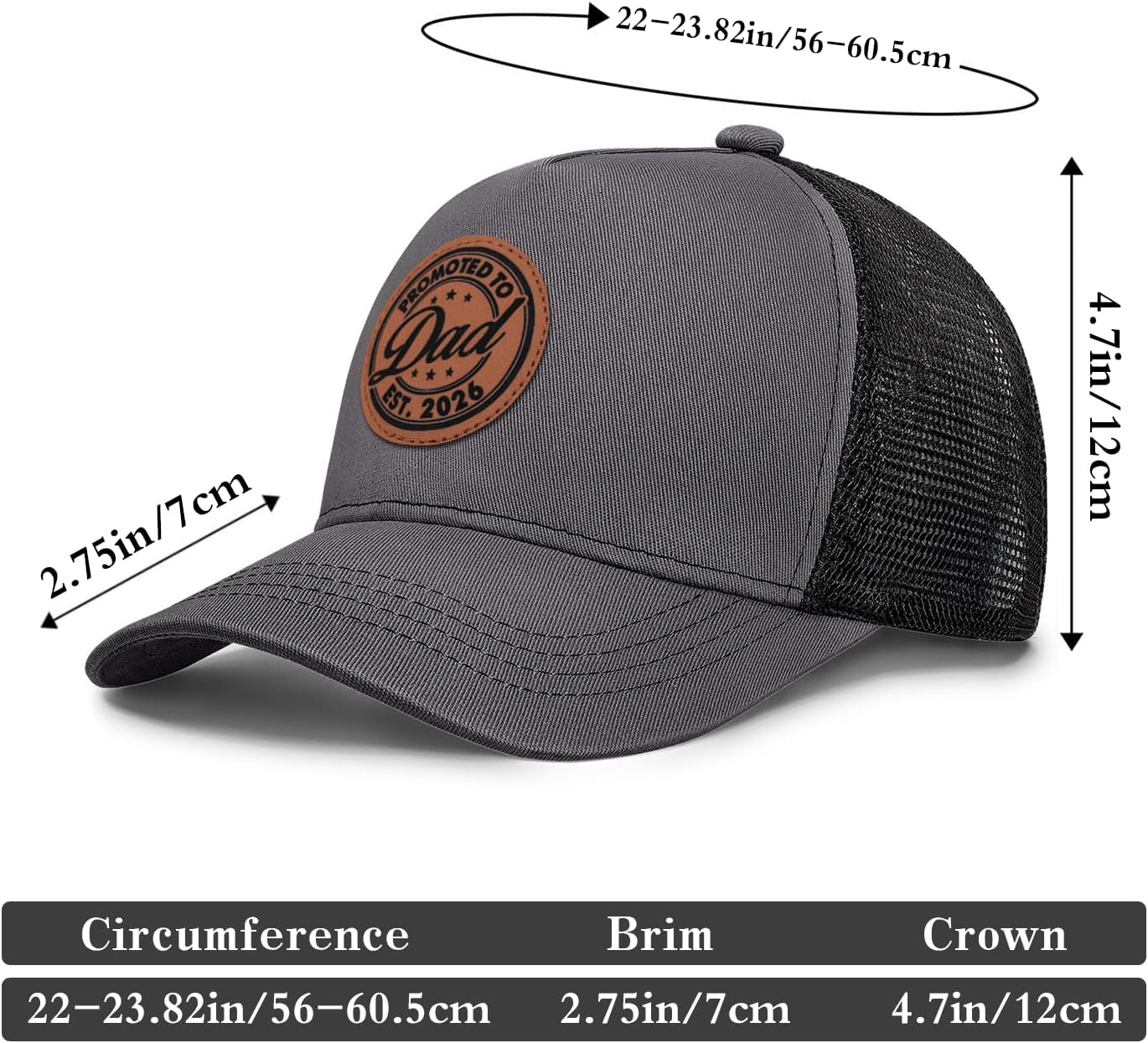 Promoted to Dad Est. 2026 Trucker Hat - Adjustable Fathers Day/Birthday Gift for New Dad Papa Daddy - Image 4