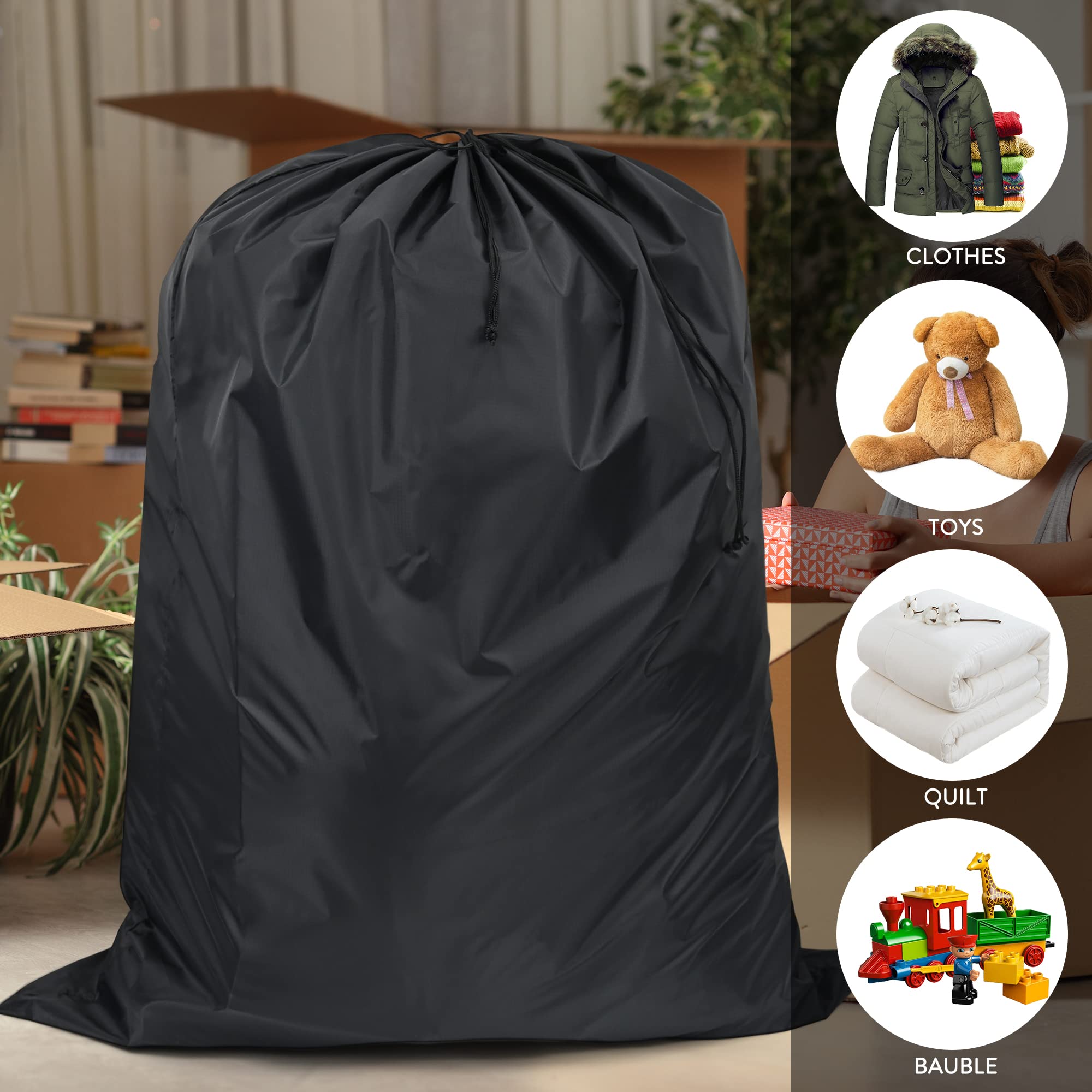 Borsa extra large con coulisse, 110 cm x 140 cm, impermeabile, in tessuto Oxford, organizer per giocattoli, biancheria da letto, vestiti, scarpe, piumone (110 cm x 140 cm