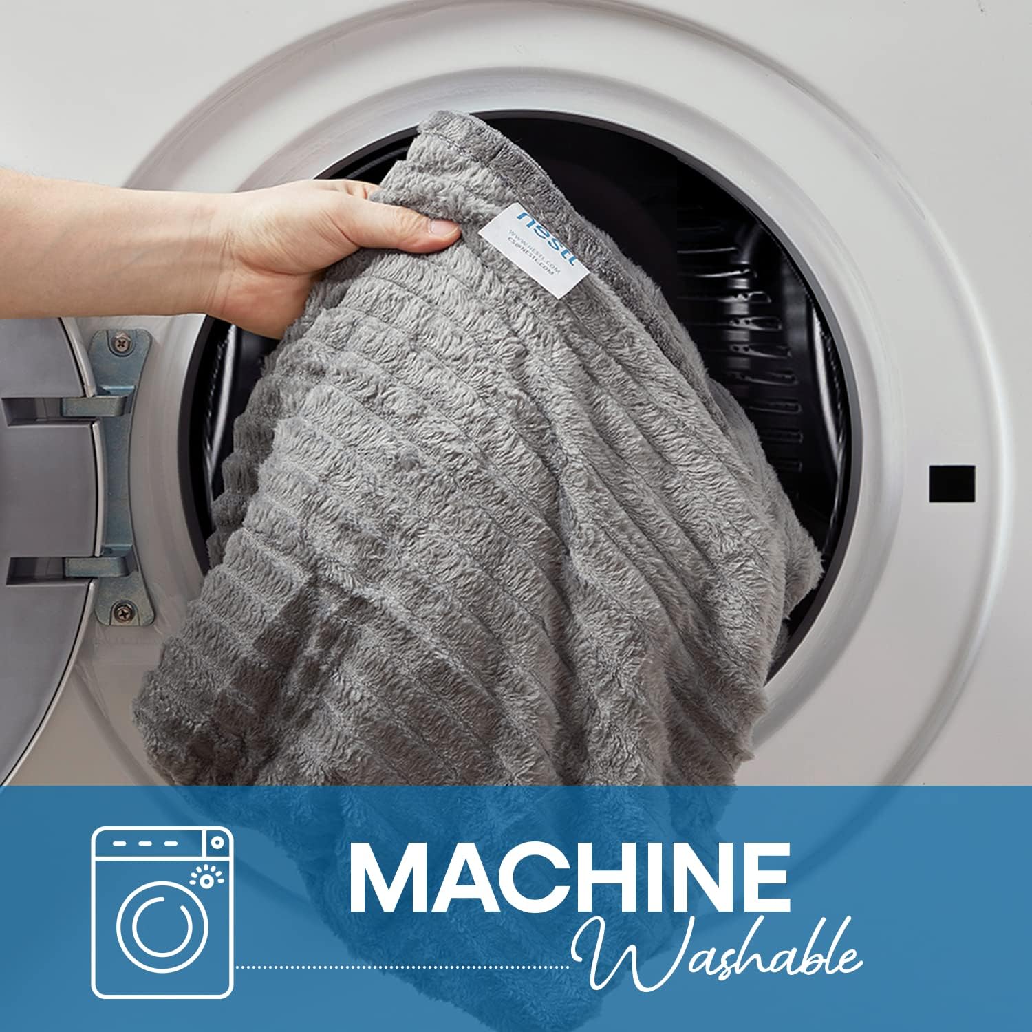 Nestl Grey Blanket King Size for Bed - Cozy Warm Fuzzy Blankets for Women, Plush Large Fleece Throws for Girls - Gray, 108 x 90 Inches