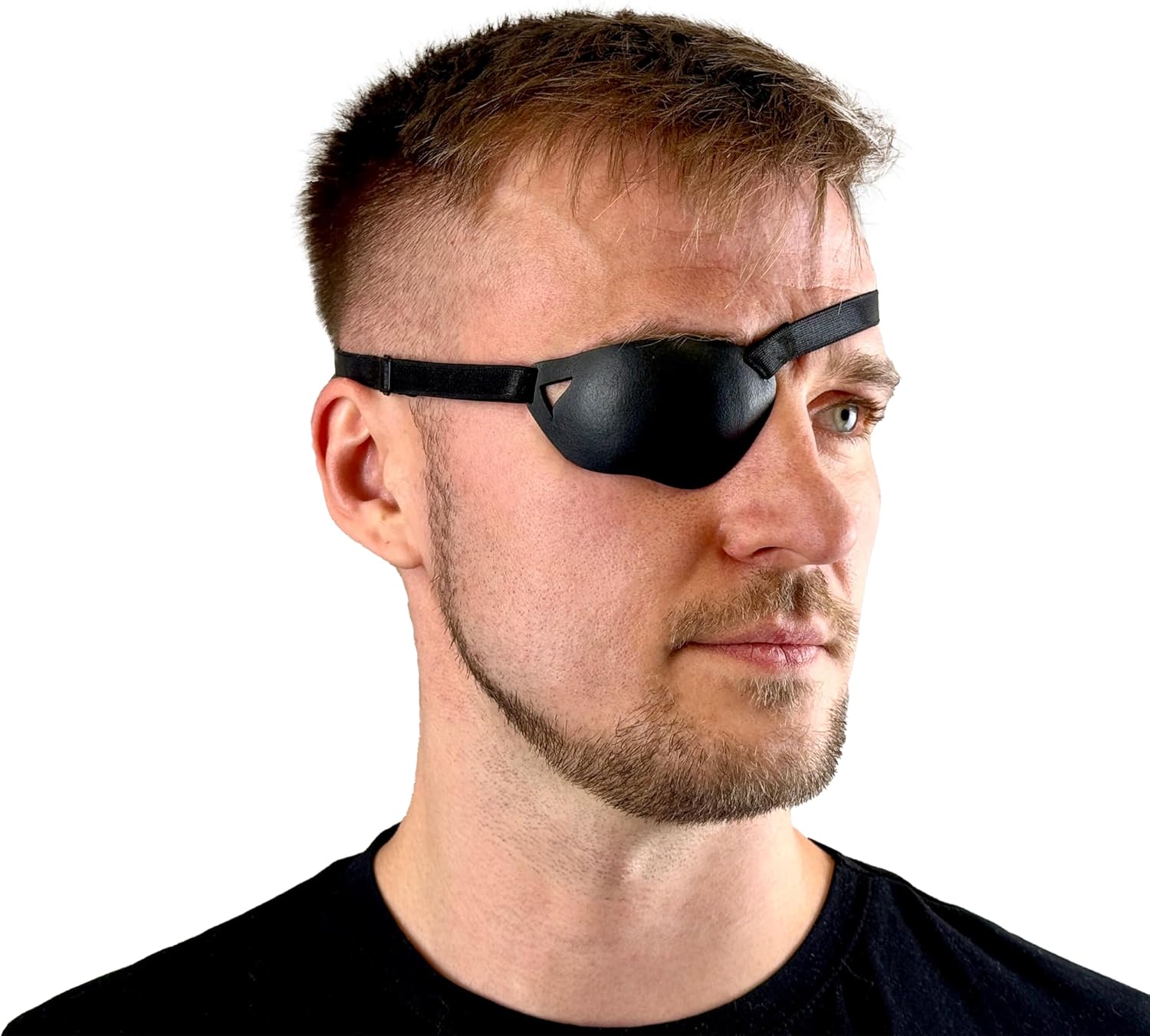 Black Premium Handmade Leather Eye Patch with Soft Foam Padding, Slim Adult Eye Patch for Men and Women