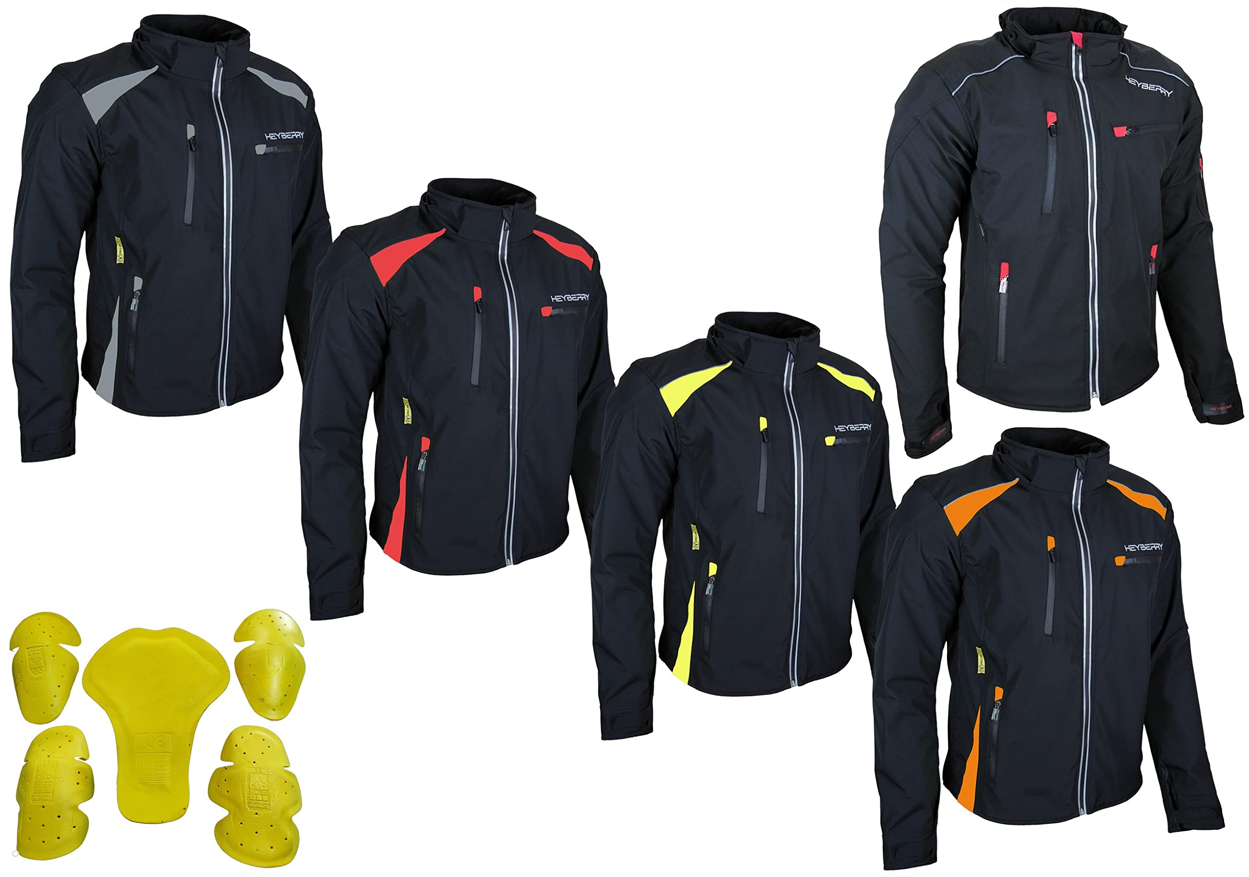 HEYBERRY Soft Shell Motorradjacke Textil Rot Grau Neon Orange Schwarz M bis 7XL