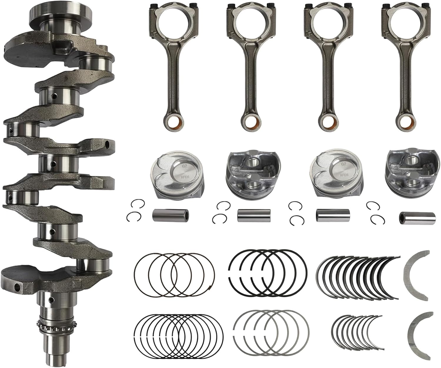 G4NC 2.0L Engine Crankshaft & Connecting Rods Piston & Rings Kit Bearings Set Fit For Hyundai Tucson Sonata Elantra Creta KIA Sportage Forte Soul 2.0L 2011-2021 21020-2E000, 21030-2E000