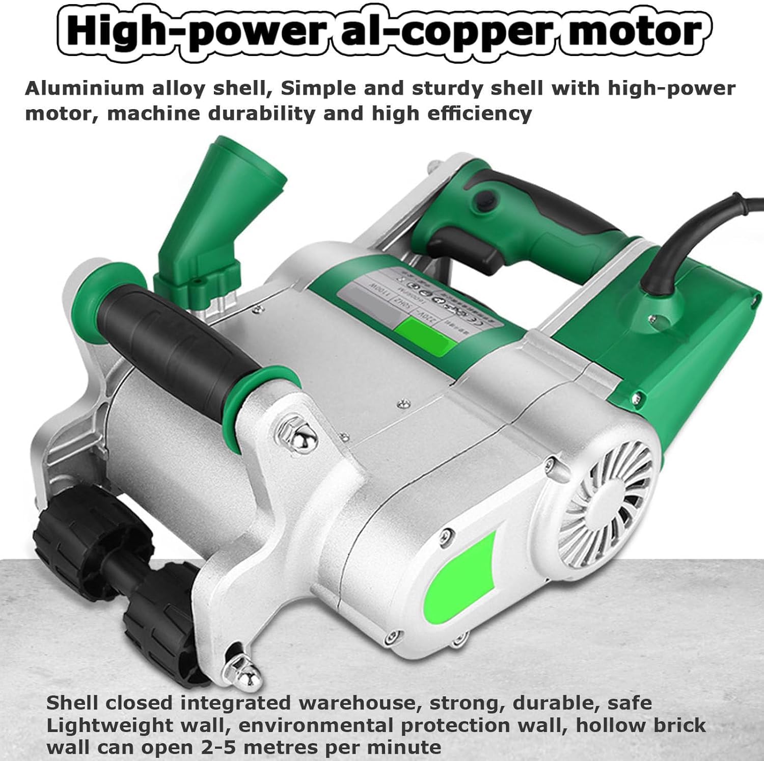 Rozadora Eléctrica de Pared 1100W Profesional con Discos 25mm y 35mm, Máquina Cortadora de Ranuras sin Polvo para Ladrillo y Hormigón, Incluye Caja de Transporte y Manual