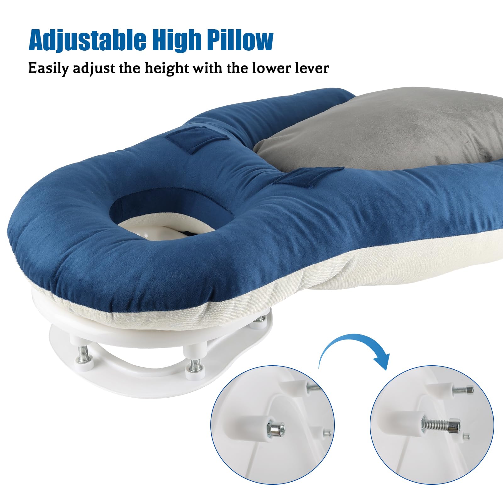 JAOGAUS Almohada Facial para Dormir Boca Abajo, Cojín Ergonómico con Memory Foam, Reposacabezas Ajustable, para Casa, Dormir Boca Abajo y Recuperación Postoperatoria de Cirugía de Ojos