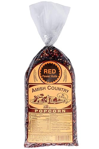 Amish Country Popcorn Bolsa de 1 libra Granos de palomitas rojas Anticuado, sin OMG y sin gluten (rojo, bolsa de 1 libra)