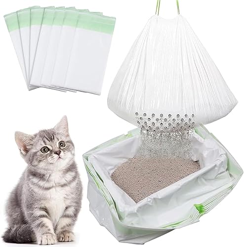 Miniatura 8 de Bolsas de arena para gatos con agujeros, 21 unidades con cordón grande, bolsas de arena para gatos, bolsas de basura para gatos (37 x 18 pulgadas)