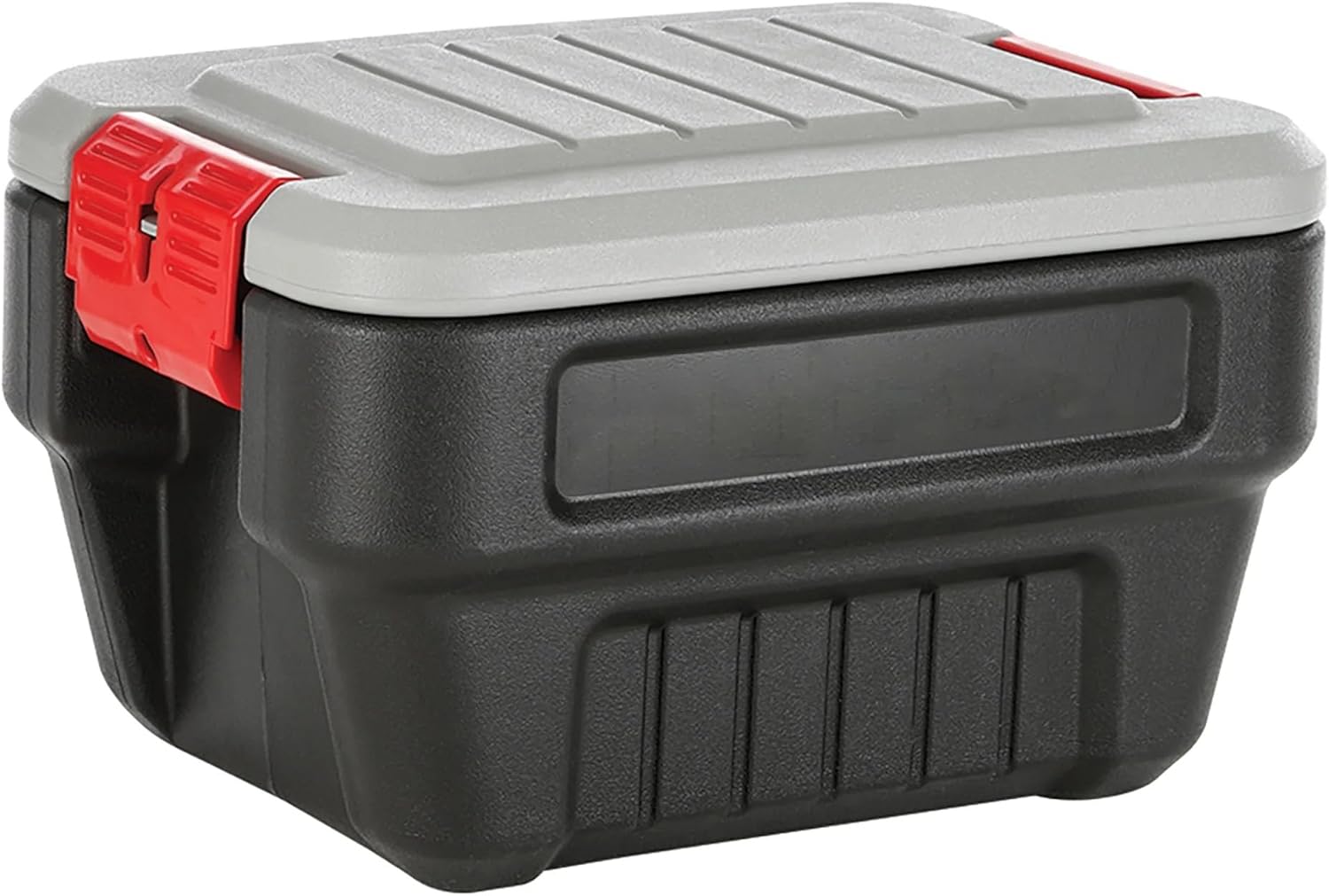 8 Gallon Action Packer Storage Bin, Heavy Duty Lockable Plastic Storage Container with Lid, Black Tough Box for Garage Camping