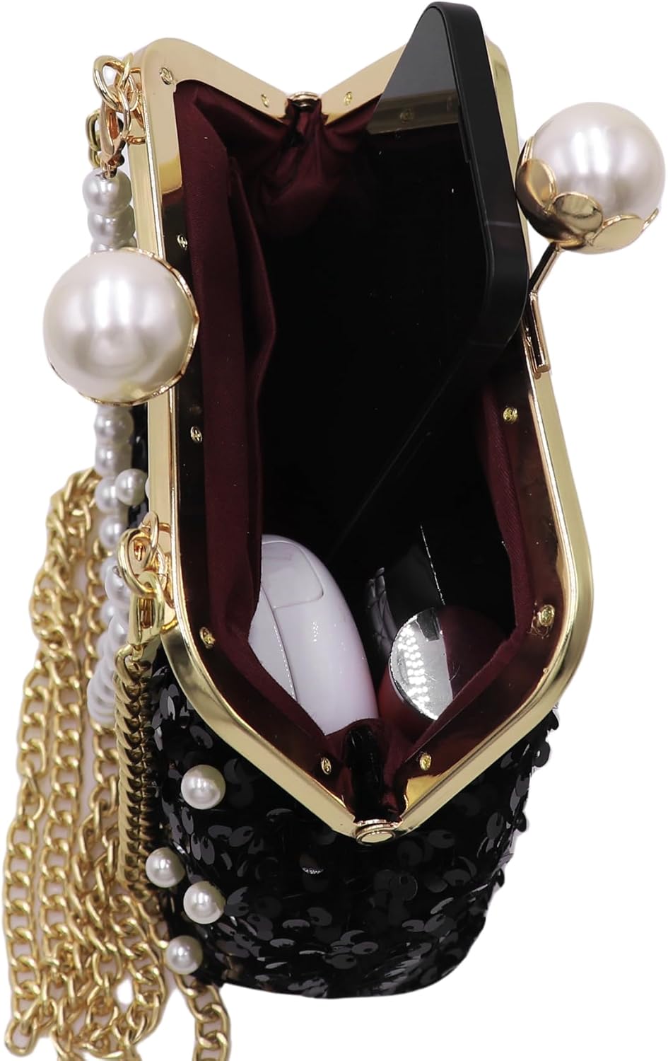 Women Glitter Sequins Evening Clutch with Pearl Handle Shiny Evening Handbag for Women Prom Wedding Party Clutch - Image 7