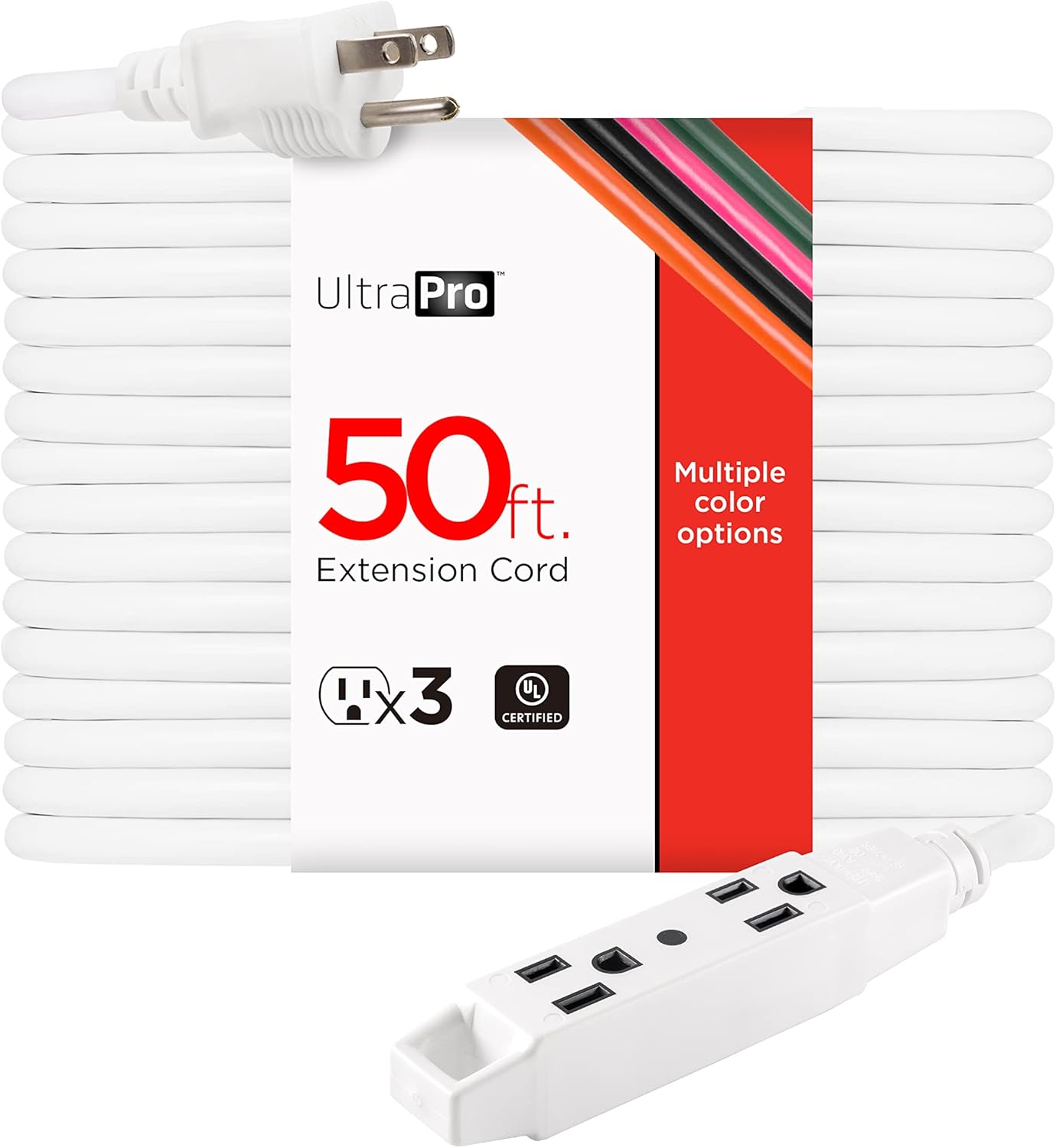 UltraPro 50 Ft Outdoor Extension Cord 3 Outlet Extension Cords Outlet Power Strip