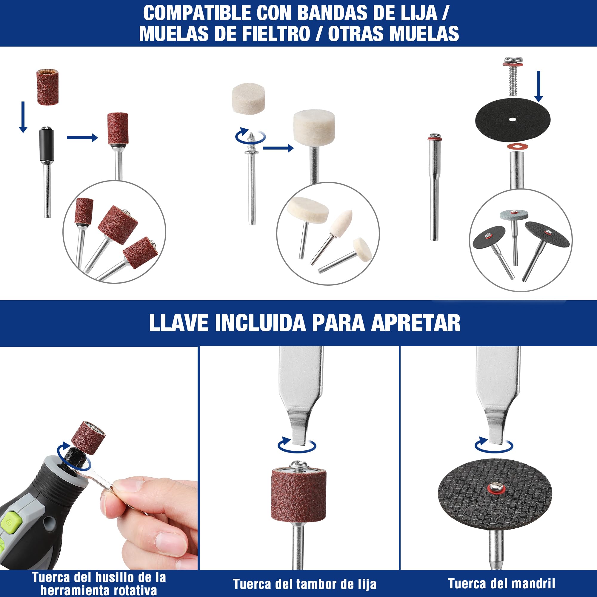 WORKPRO Kit de 698 Accesorios Multifunción para Herramienta Rotativa Dremel u Otro, Juego de Brocas de Herramienta Giratorias para Cortar, Lijar, Moler, Tallar, Pulir, Taladrar y Grabar