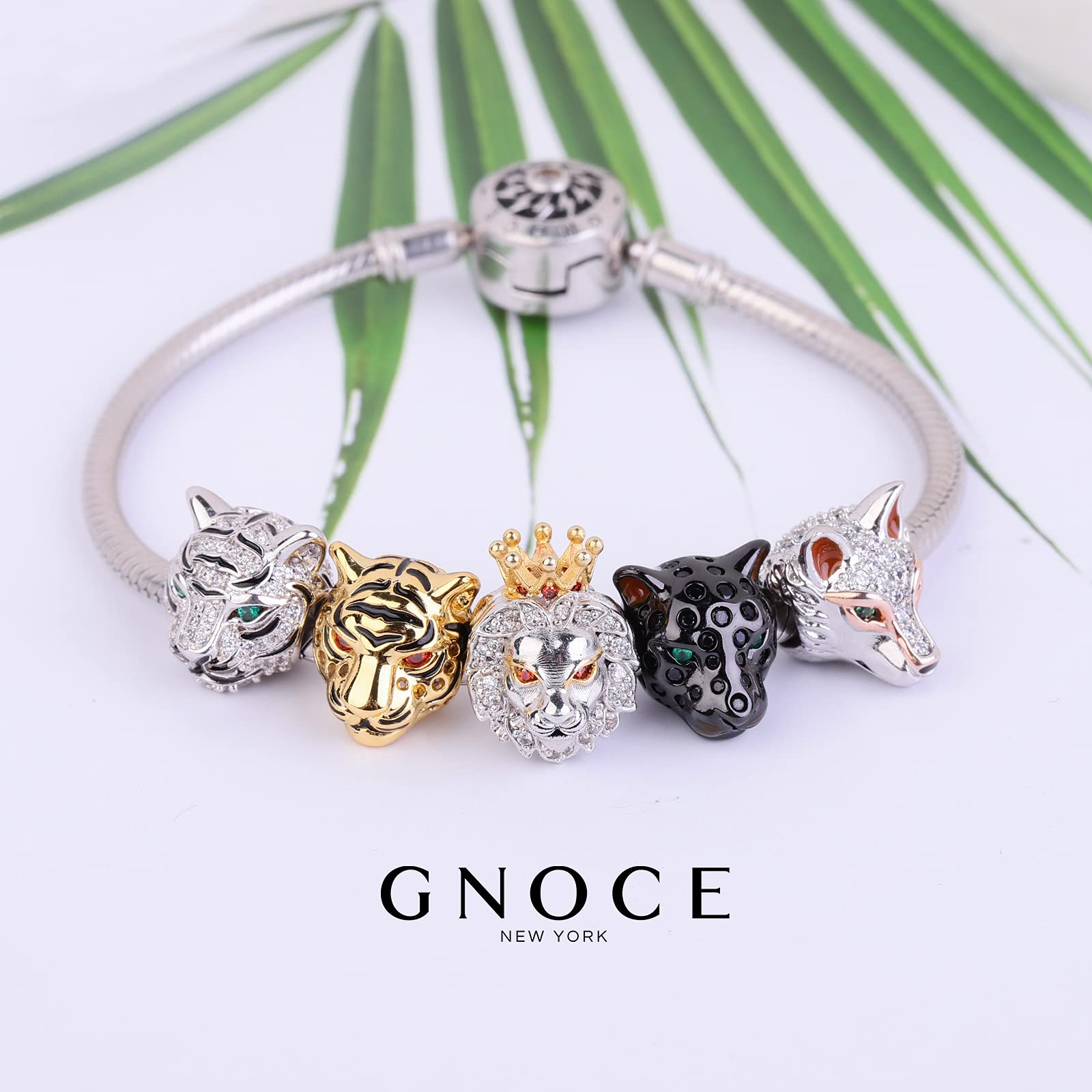 GNOCE Charm-Anhänger mit Tierkopf, 925er-Sterlingsilber, passend für alle Armbänder, Halsketten, Geschenke für Tierliebhaber