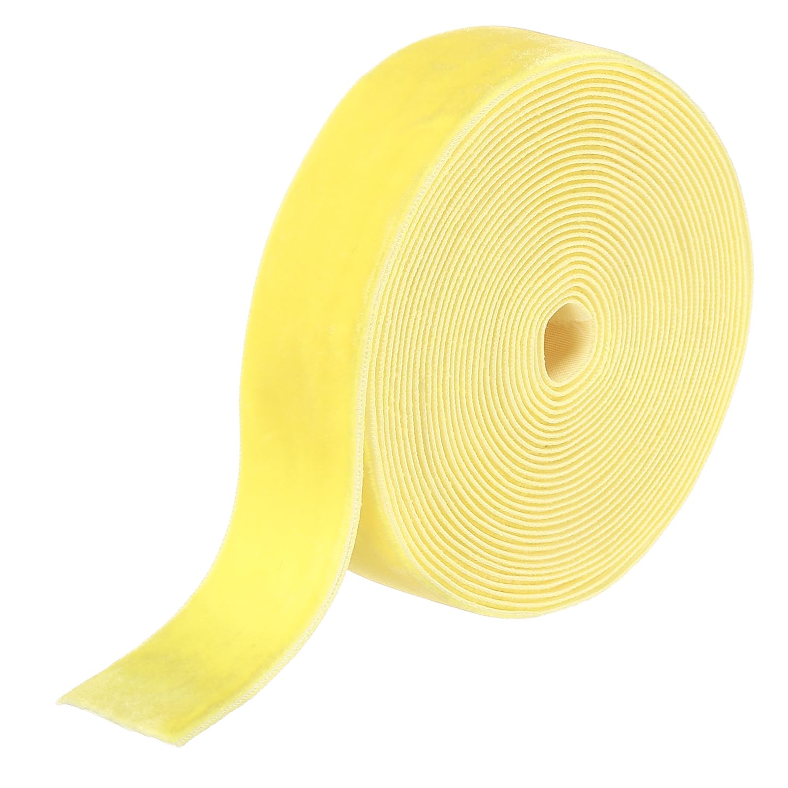 sourcing map Velvet Ribbon 2.5cm x 5.6m Single Face Spool Lemon Yellow