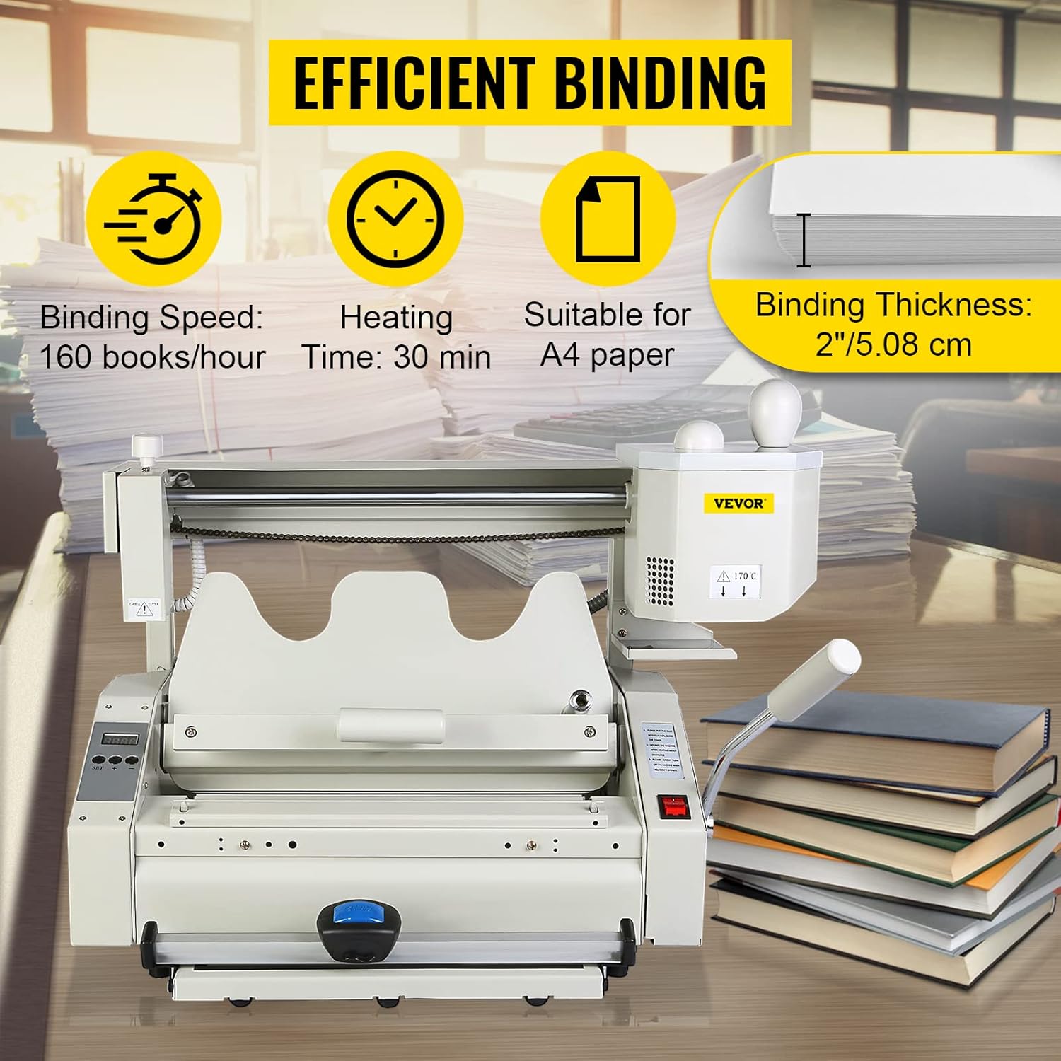 VEVOR Wireless Glue Book Binding Machine A4 Manual Hot Glue Book Binder 110V with Milling Spine Rougher Binding Machine for Paper Books Albums Notebook : Office Products