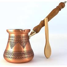 DEDE Copper - PCZ Serisi Large-14fl.oz - En Kal n Masif Bak r Grav rl /D v lm  T rk Yunan Arap a Cezve, Ocak  st  Kahve Makinesi Cezve, Jezve, Jazva, Ibrik, Briki Mat