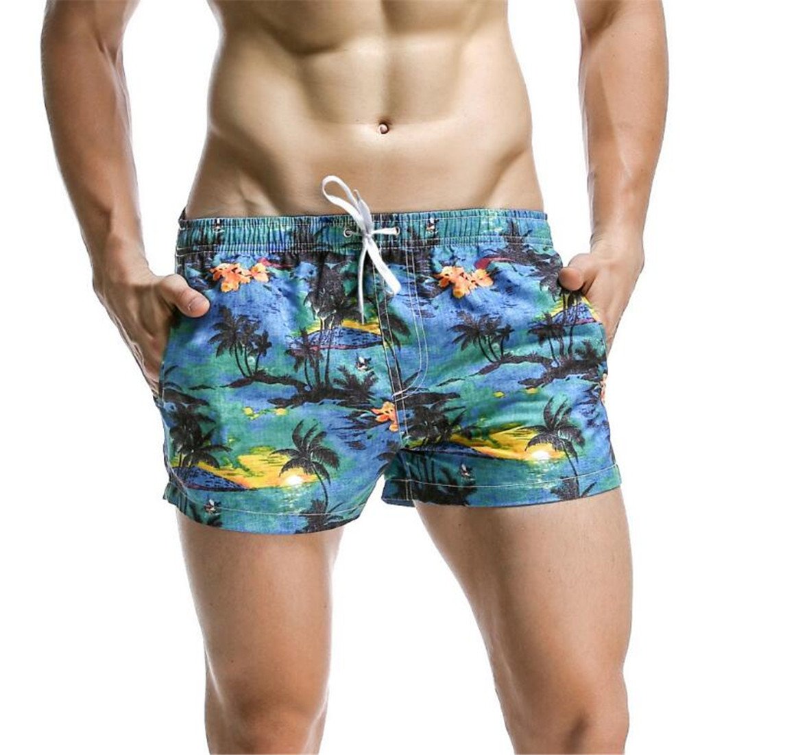 UUYUK-MenBeach Short Tropical Floral Print Comfy Underwear Boxers - - US Medium
