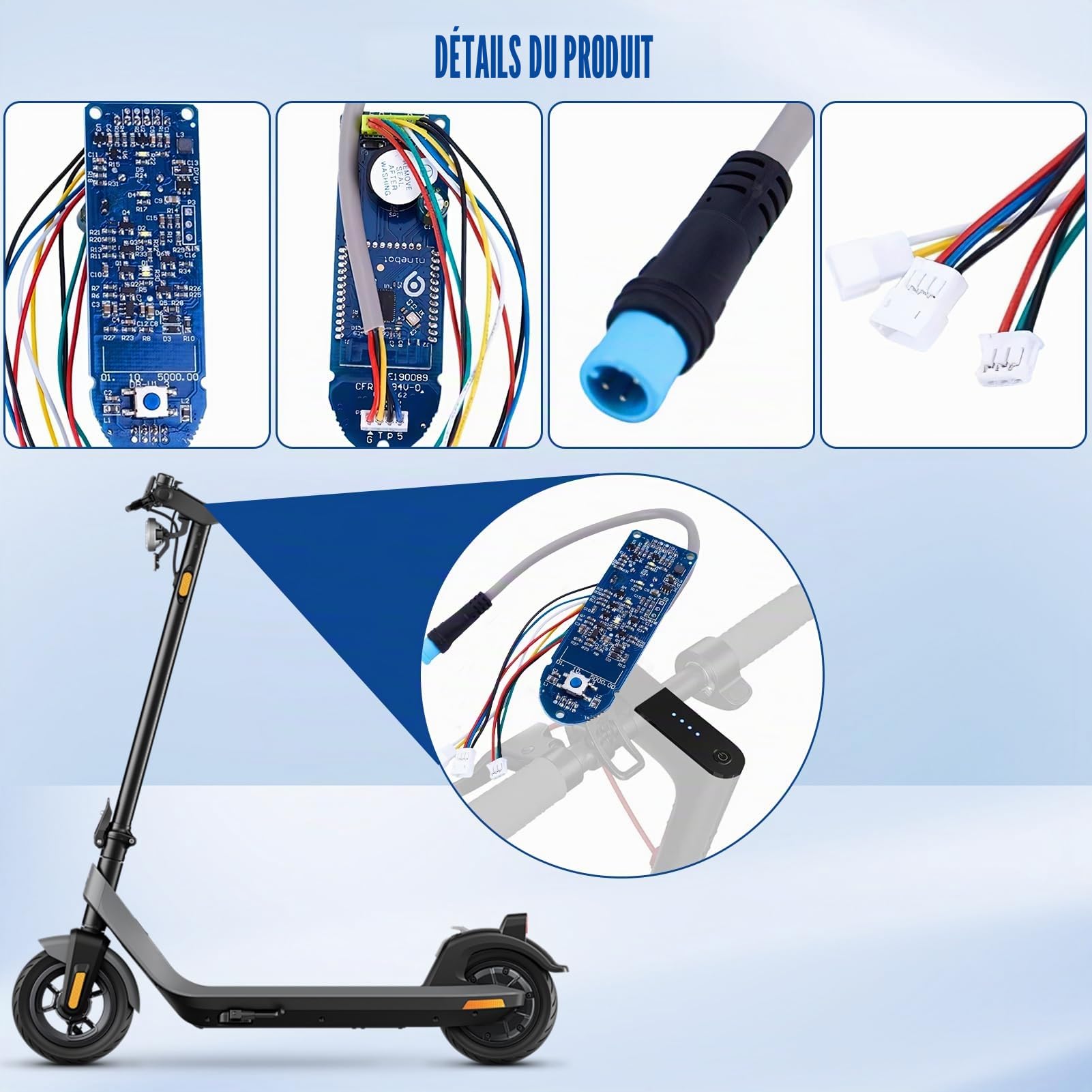 Tableau de Bord de Trottinette Électrique avec Cache pour Xiaomi M365, Remplacement de Carte de Circuit Imprimé Bluetooth de Scooter Électrique Affichage Clair des Données