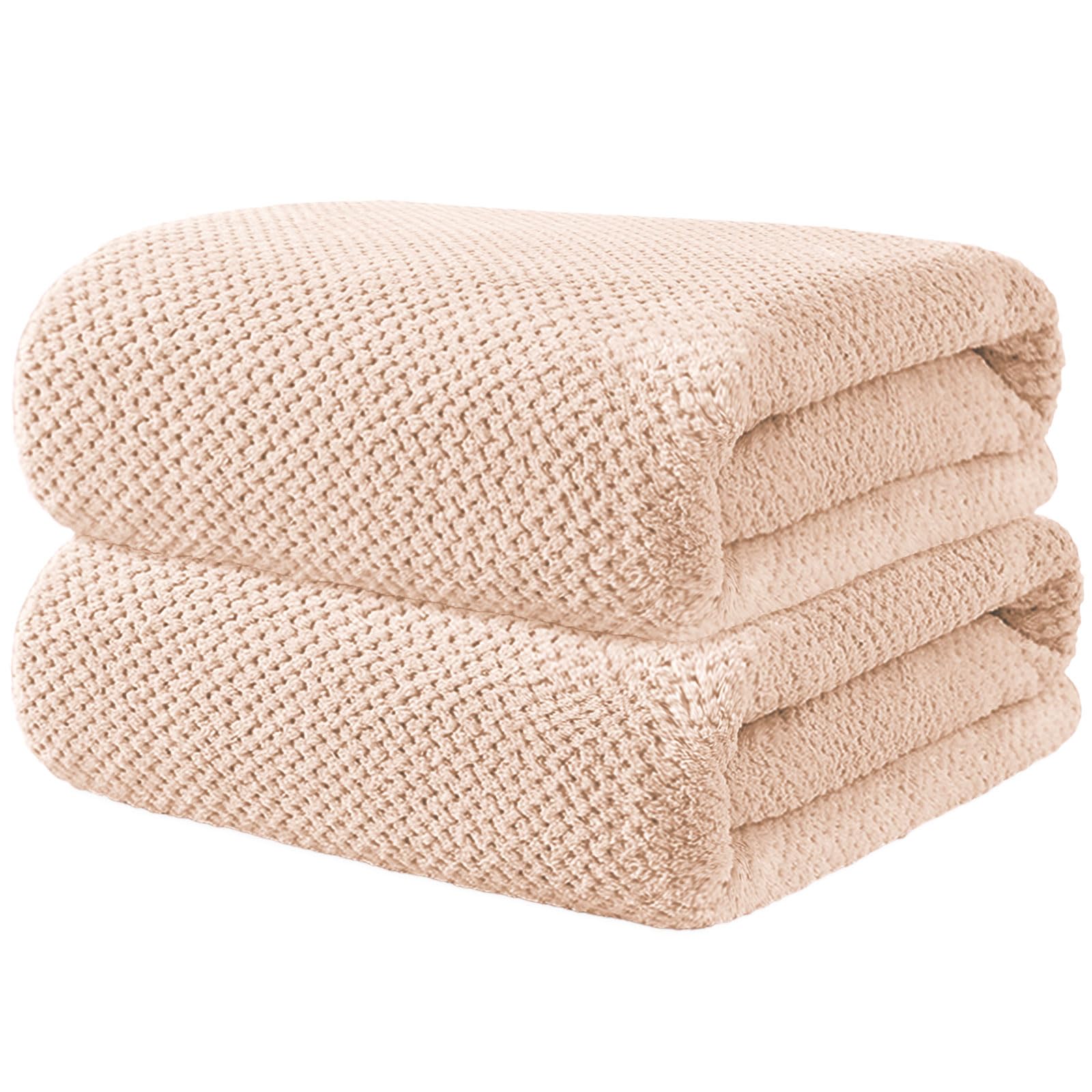 Wuwahold 2 Pack Bath Towel Set, Lightweight Waffle Bath Towel Set, Microfiber Super Soft Highly Absorbent, Sturdy Quick Drying Towels for Bathroom,