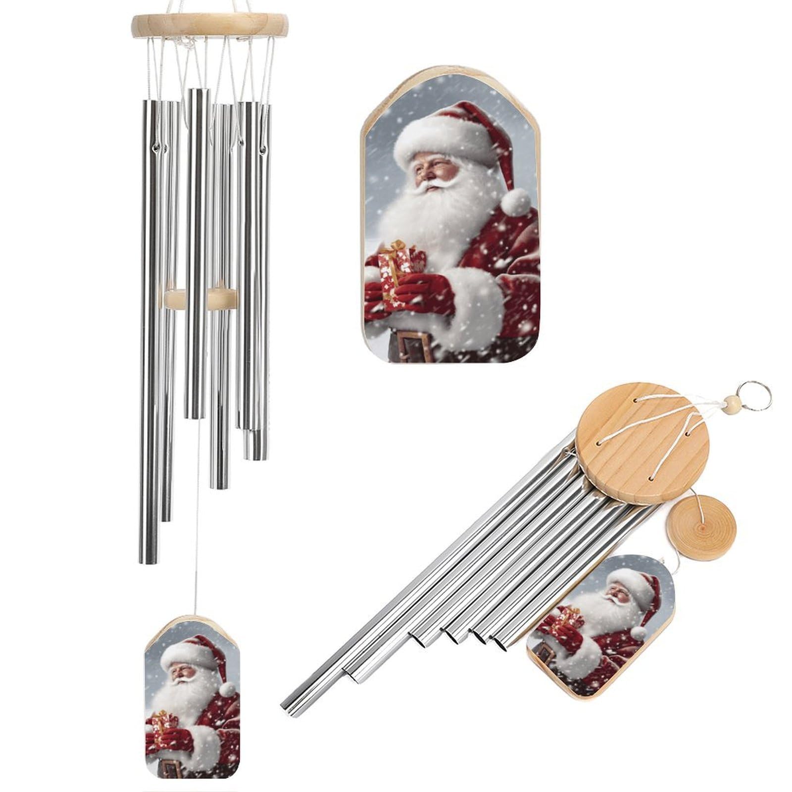 Santa Claus Snow Secenry Wind Chime 20.5" Aluminium Wind Chimes Outdoor Garden Patio Decoration Windchime Memorial Gifts Windchimes for Men and Women