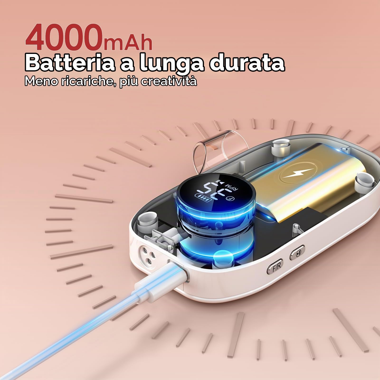 Delanie Levigatrice Professionale 35000 RPM Senza Fili con Motore Senza Spazzole, Levigatrice Elettrica Portatile con Base per Pausa Intelligente, Perfetta per il Soggiorno/Casa