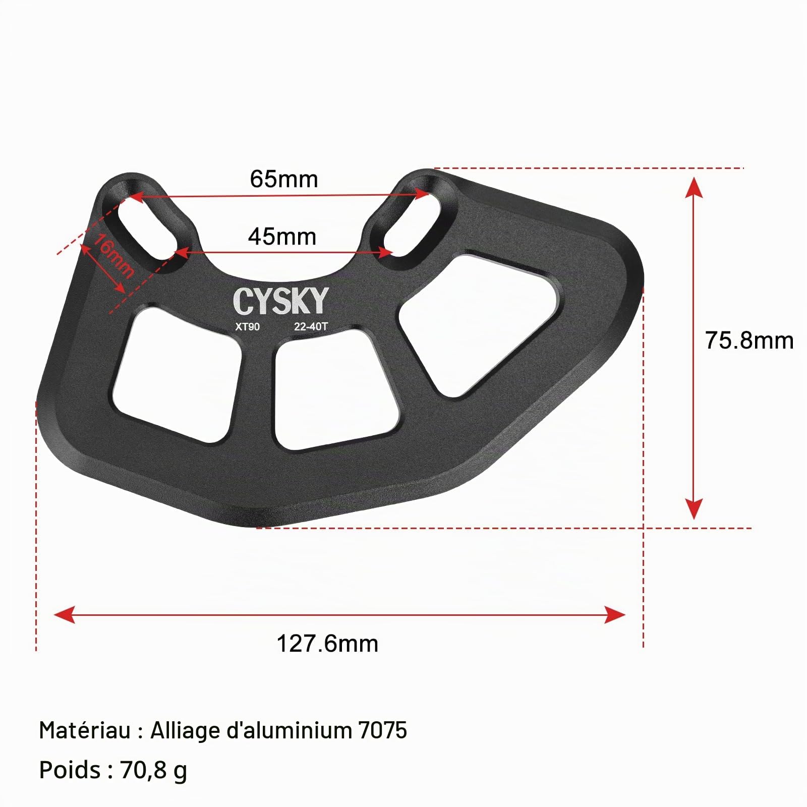 CYSKY Alliage VTT Bash Guard, ISCG05 Protection de Chaîne Vélo pour Plateaux 22T-40T, Protection de Chaîne VTT, Chaîne BMX