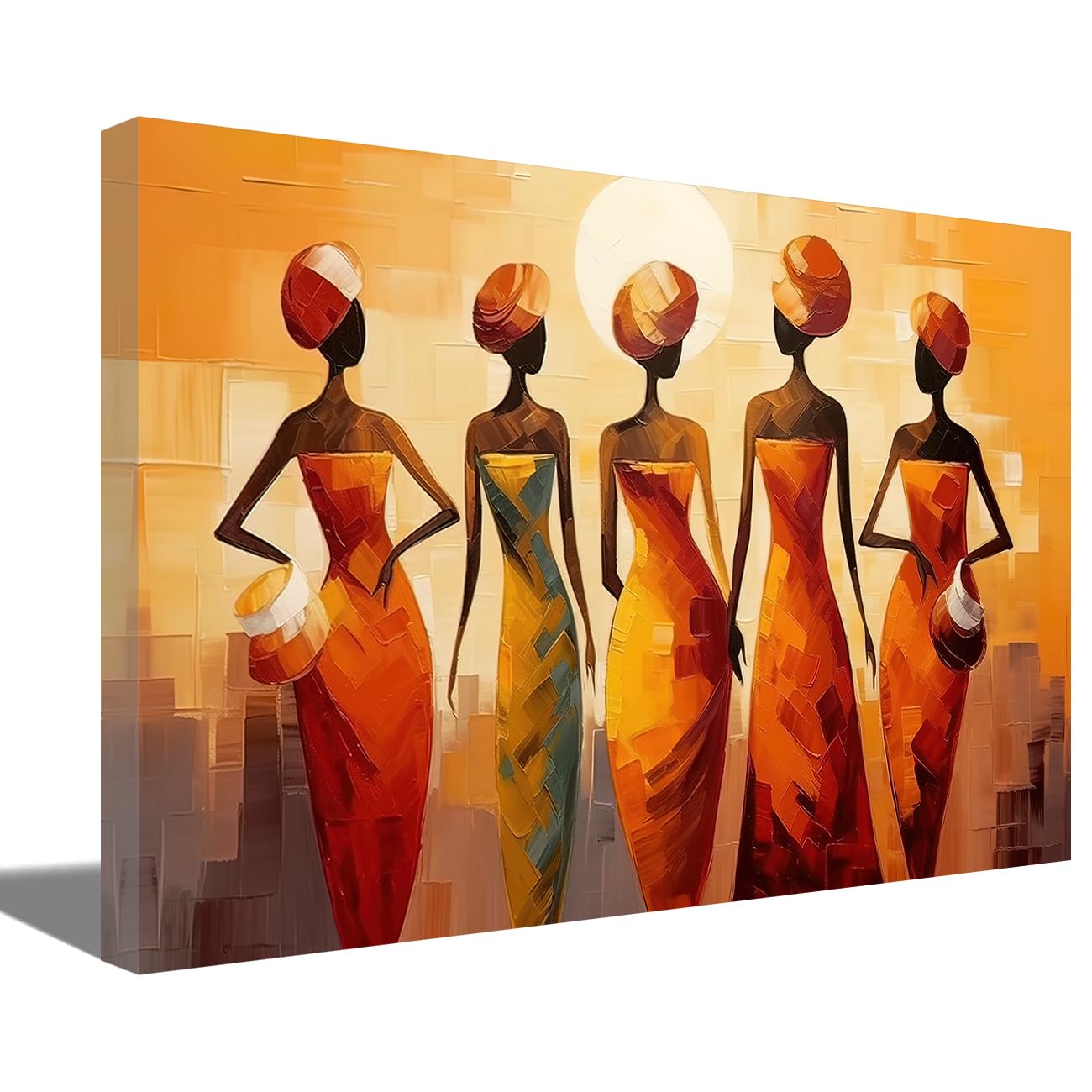 LMYSXAOZ African Women Wall Art Black Painting Ethnic Tribe Lady Picture Prints on Canvas Abstract Traditional for Home Decor (C,16.00" x 24.00")