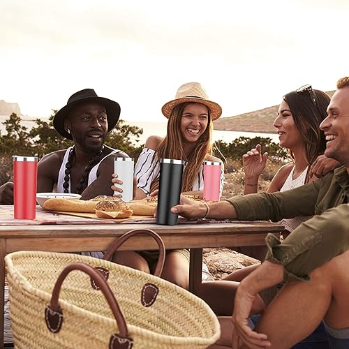 Miniatura 6 de HALSE OUTFITTERS - Juego de vasos delgados de 20 onzas a granel, vasos delgados aislados de acero inoxidable con tapas, tazas de café reutilizables