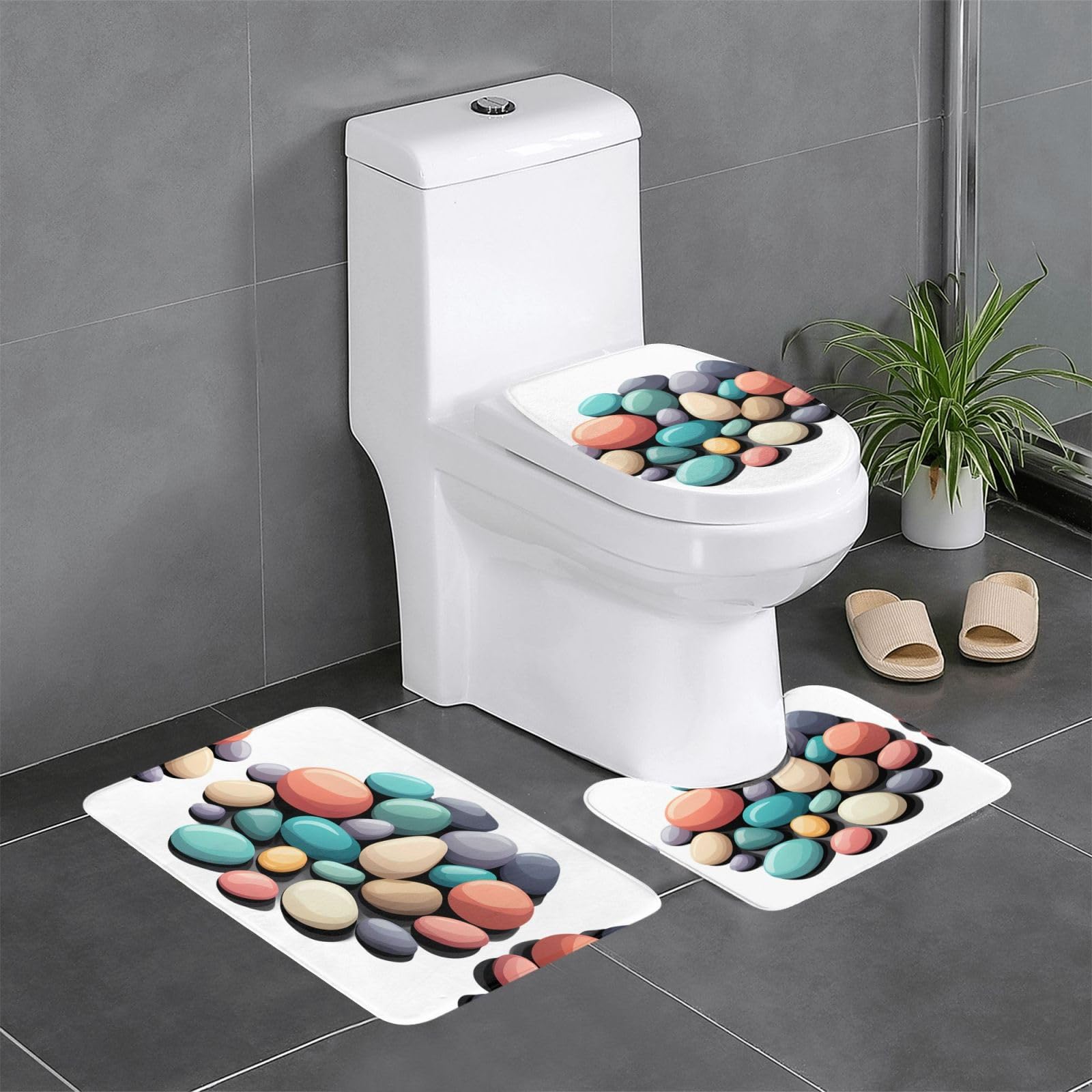 Tapis de salle de bain Colored Stones idéal devant la coiffeuse et les WC suspendus