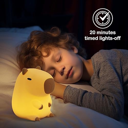 Miniatura 3 de Ammonite Capybara - Luz nocturna de silicona para niños, bonita lámpara de silicona suave para niños, luz nocturna LED USB, lámpara táctil LED para
