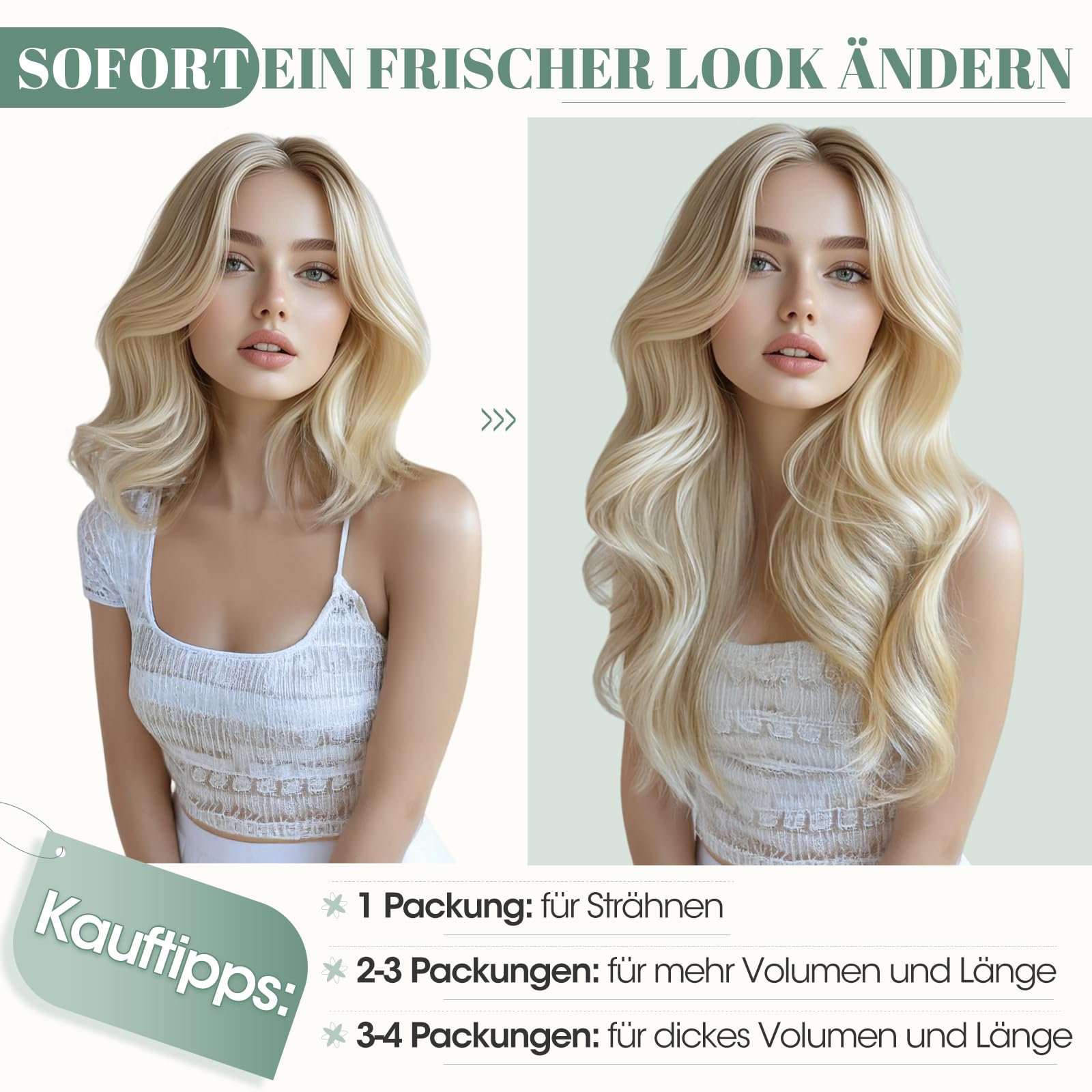 Rich Choices Clip in Extensions Echthaar 8 Stück Clip Extensions 50cm #4/27 Blonde Strähnen Unsichtbare Haarverlängerung Echthaar Clip ins Remy Seidig Gerade Natürlich - Dünne Tressen