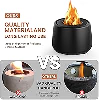 Vista 3 de Ceramic Tabletop Fire Pit, Portable Ethanol Fire Bowl, Mini Rubbing Alcohol Fireplace Table Top Fire Pit Bowl Long Burning Smokeless Housewarming