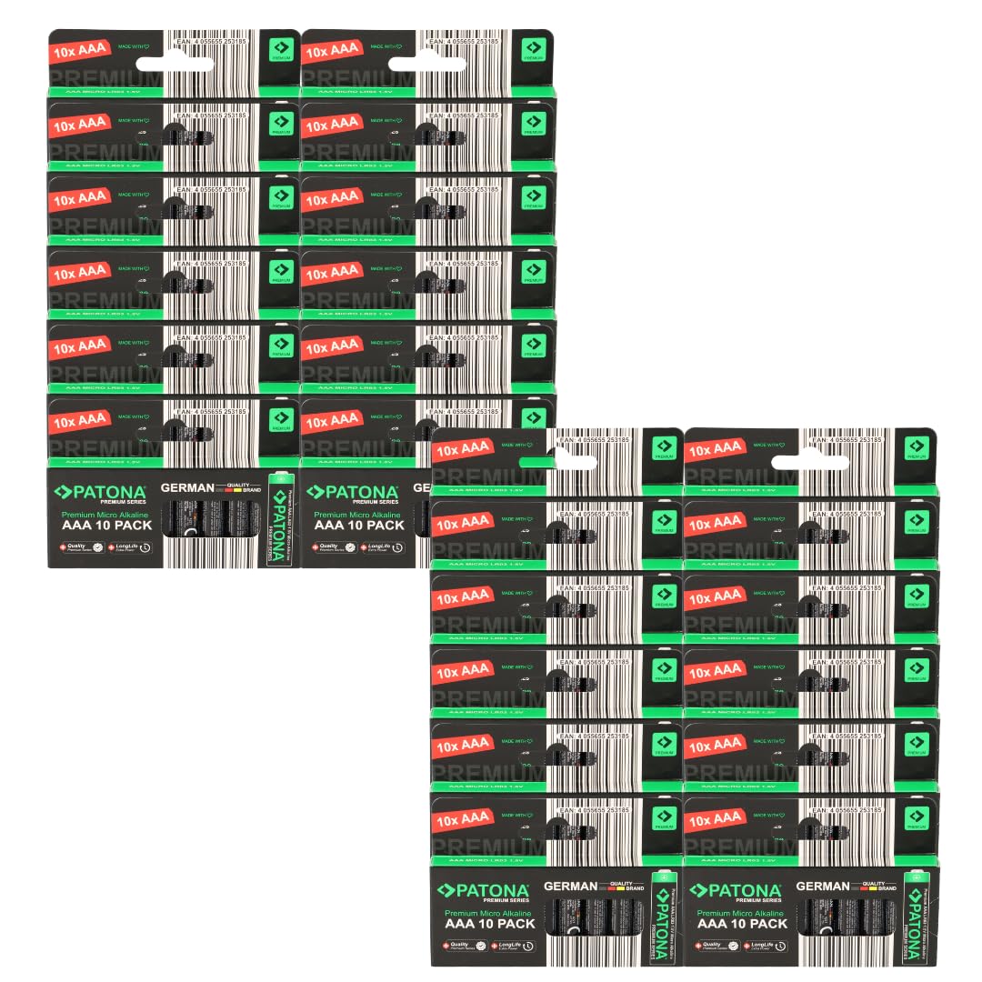 PATONA Batterie AAA di alta qualità, 240 pezzi (24 blister da 10), 1,5 V, alcaline Micro LR03, a prova di perdite, lunga conservazione, per telecomandi, giocattoli, torce elettriche