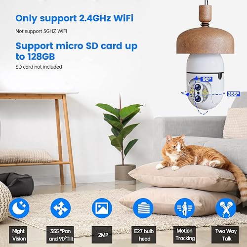 Miniatura 2 de Cámara de luz Bu lb 24 GHz WiFi doble lente luz Bu lb cámara de seguridad zoom híbrido 10X 2MP alarma de detección de movimiento bidireccional