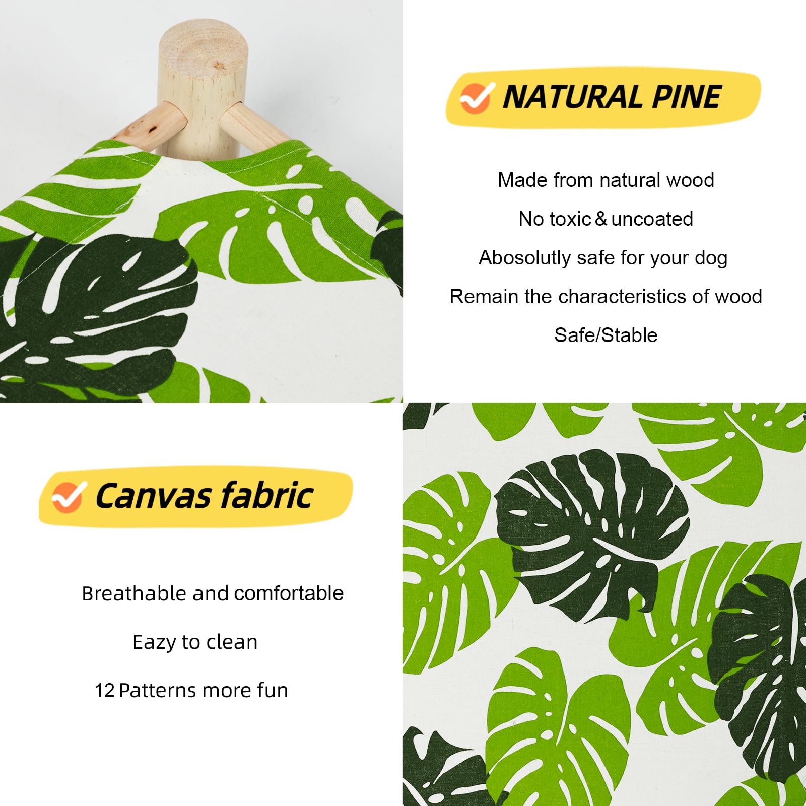 Hamaca para gatos y perros, cama para perros pequeños, de madera, para gatos, mascotas, conejos, refrigeración, elevada, para exteriores, muebles para todas las estaciones, hoja de 3
