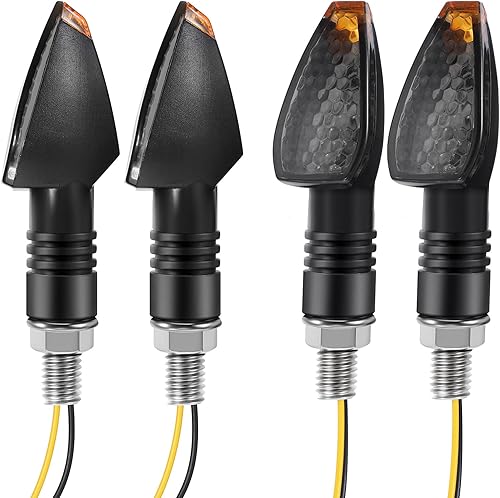 Miniatura 5 de Frienda 4 unids motocicleta señales de giro 14 LED 12v luces indicadores moto LED parpadeante brillante ámbar lámpara tallo flecha delantera luces