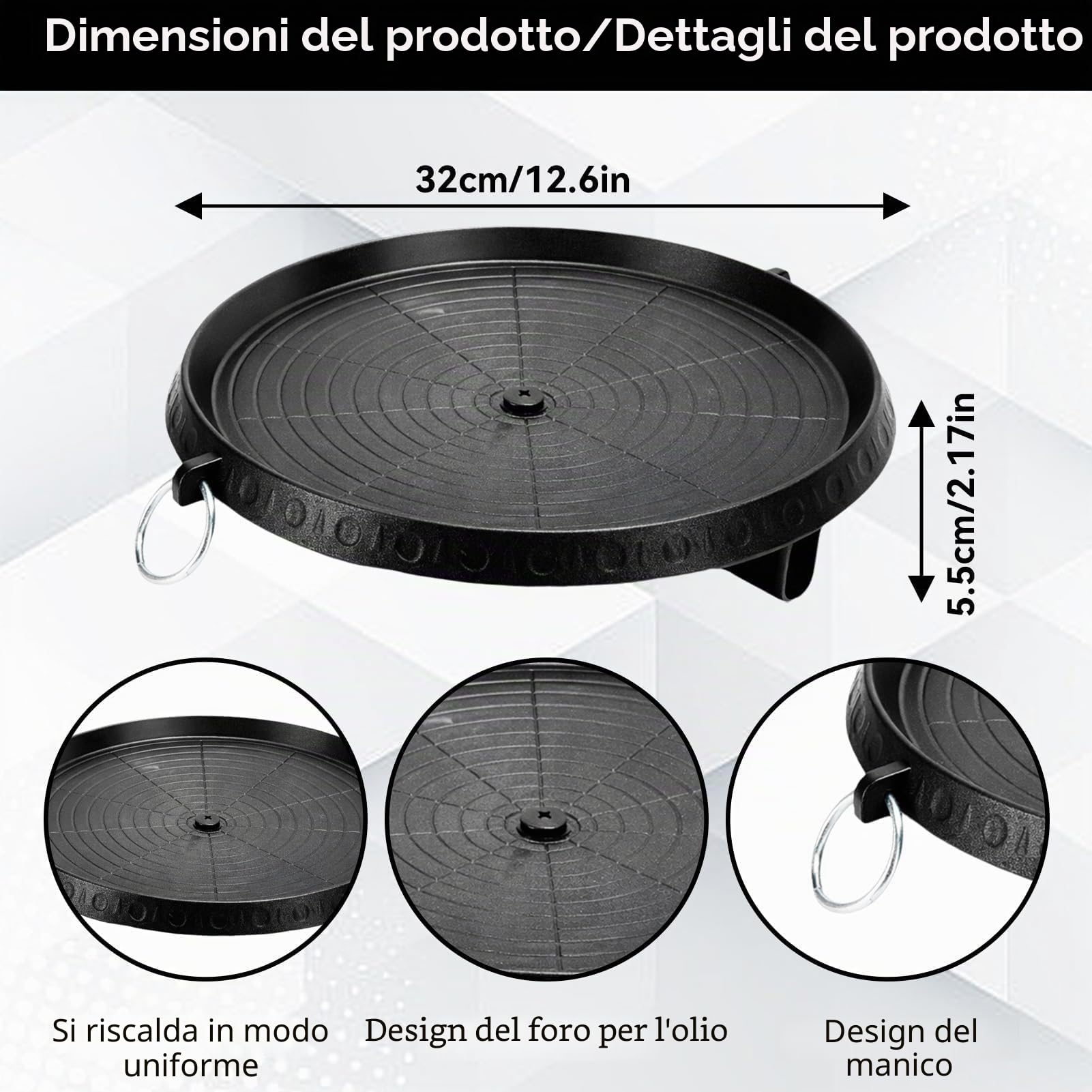 HERCHR Bistecchiera per barbecue in stile coreano, piastra grill con superficie rivestita Maifan per piano cottura, grigliate all'aperto per interni