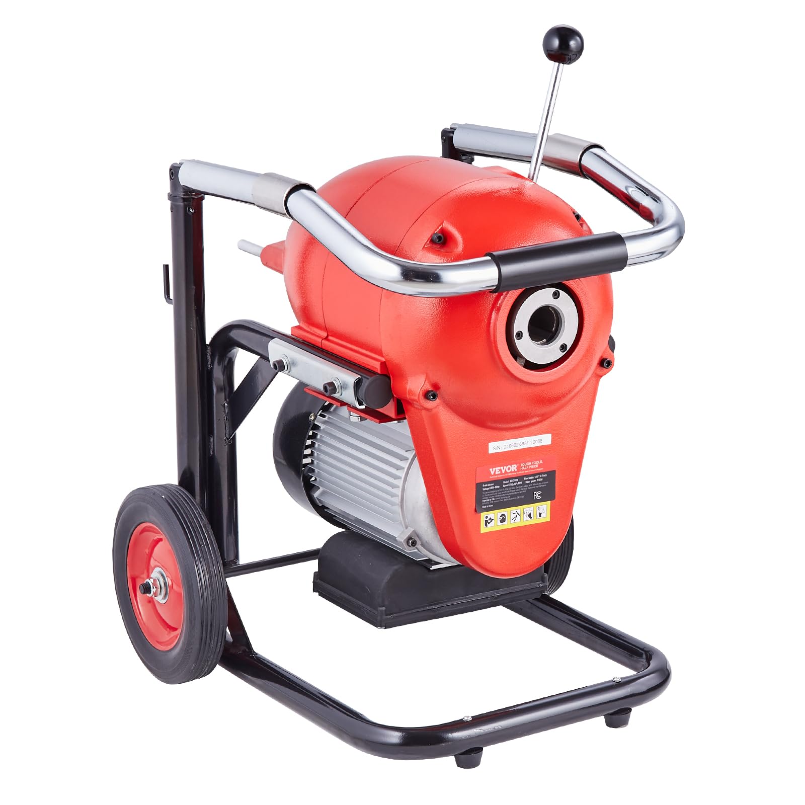 VEVOR Desbloqueador de Tuberías Eléctrico 1100 W Máquina de Limpieza de Tuberías 36,6 m x 3 cm Limpiador Manual de Tubos de Drenaje con 6 Cortadores, Control CW/CCW para Tuberías de 10-20,3 cm