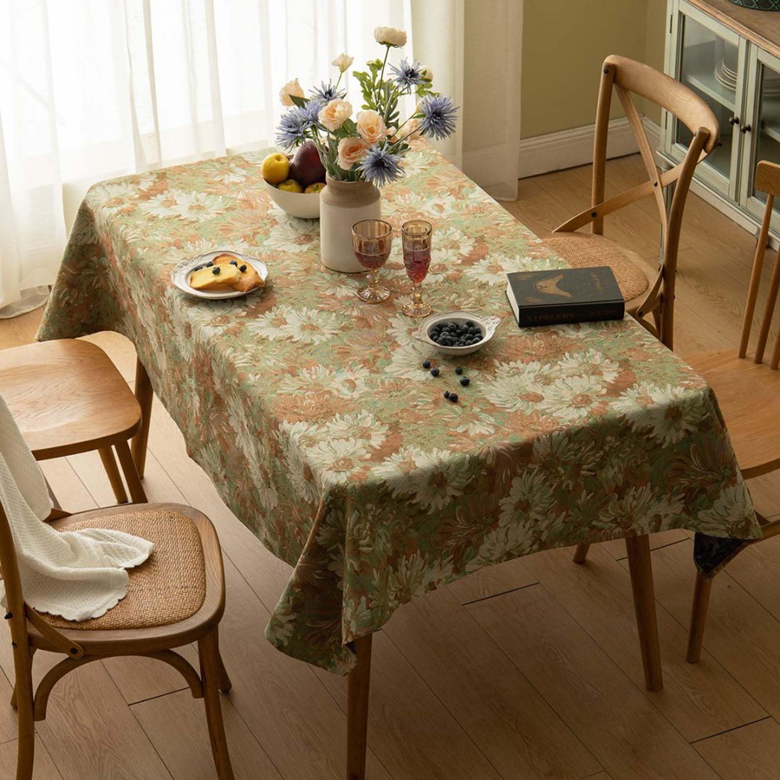 YSUEFIJO Mantel Rectangular de Tela, Manteles Mesa Antimanchas Rectangular, Cubierta de Mesa Lavable, Estilo Lino, Resistente y Fácil de Limpiar, para Fiestas, Exteriores, Mesa de Comedor