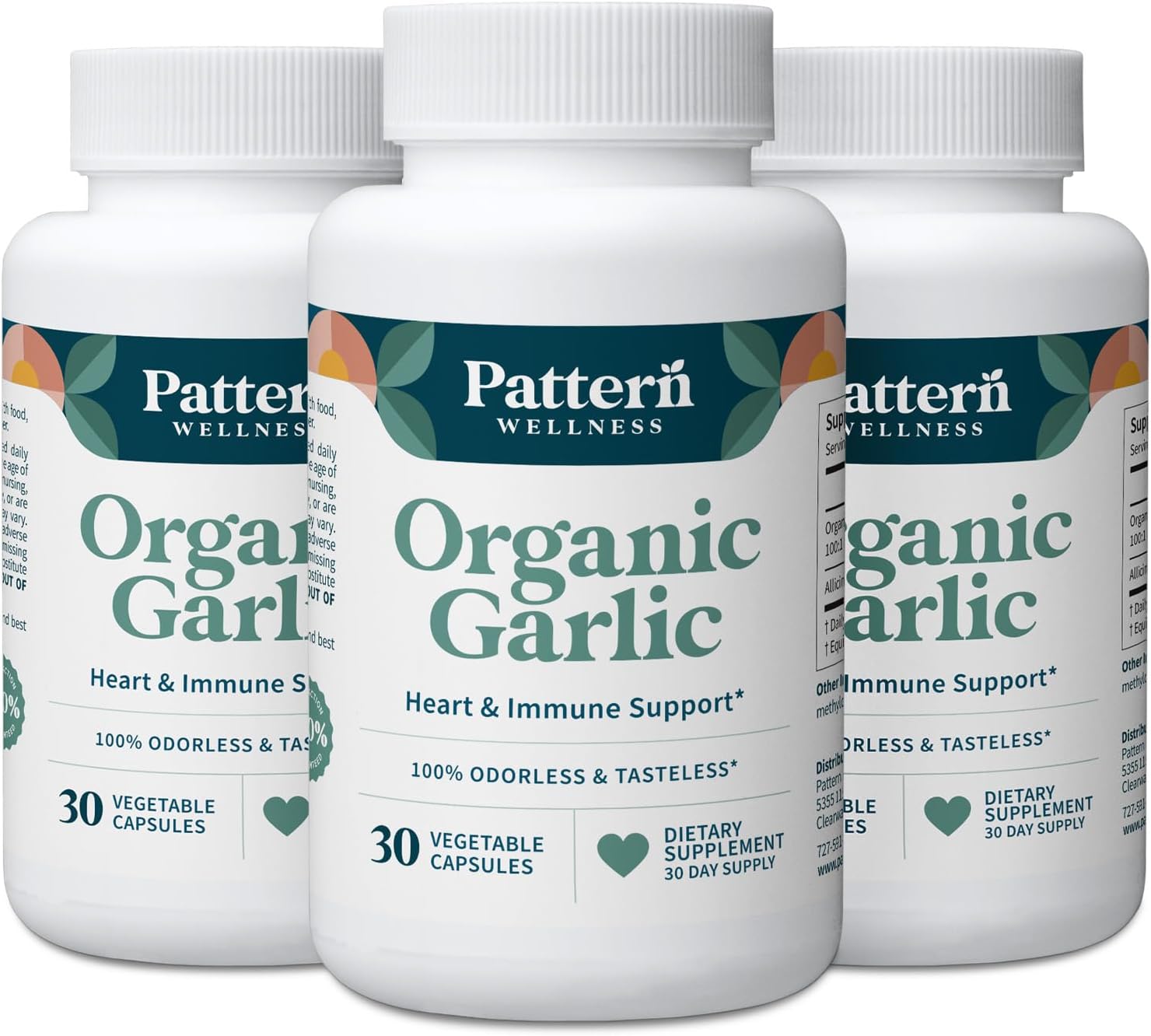 Pattern Wellness Odorless Organic Garlic – 1000mg – 90 capsules
