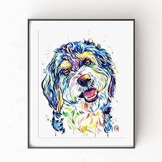 Bernedoodle Wall Art by Whitehouse Art | Bernedoodle Gift, Doodle Mom, Dog Mom Gifts, Dog Decor| Professional Print of Bernedoodle Original Watercolor | Dog Memorial Gift | 5 Sizes (8 x 10 in/20 x 25 cm)