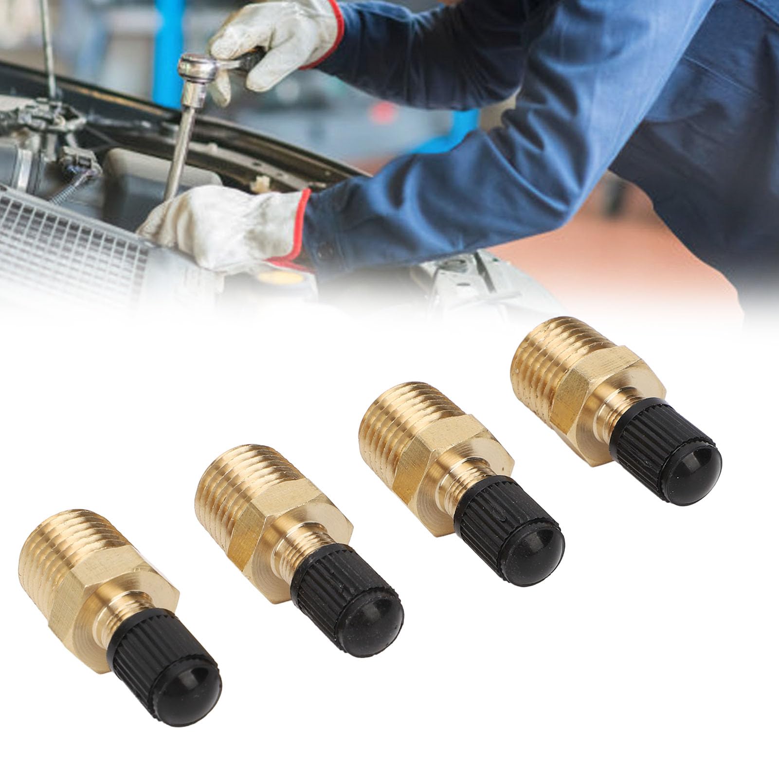 4 Valvole Schrader In Ottone – Filettatura Maschio 1/4 NPT – Con Nucleo Valvola Standard – Per Serbatoi Aria, Compressori, Uso Auto E Industriale - 3