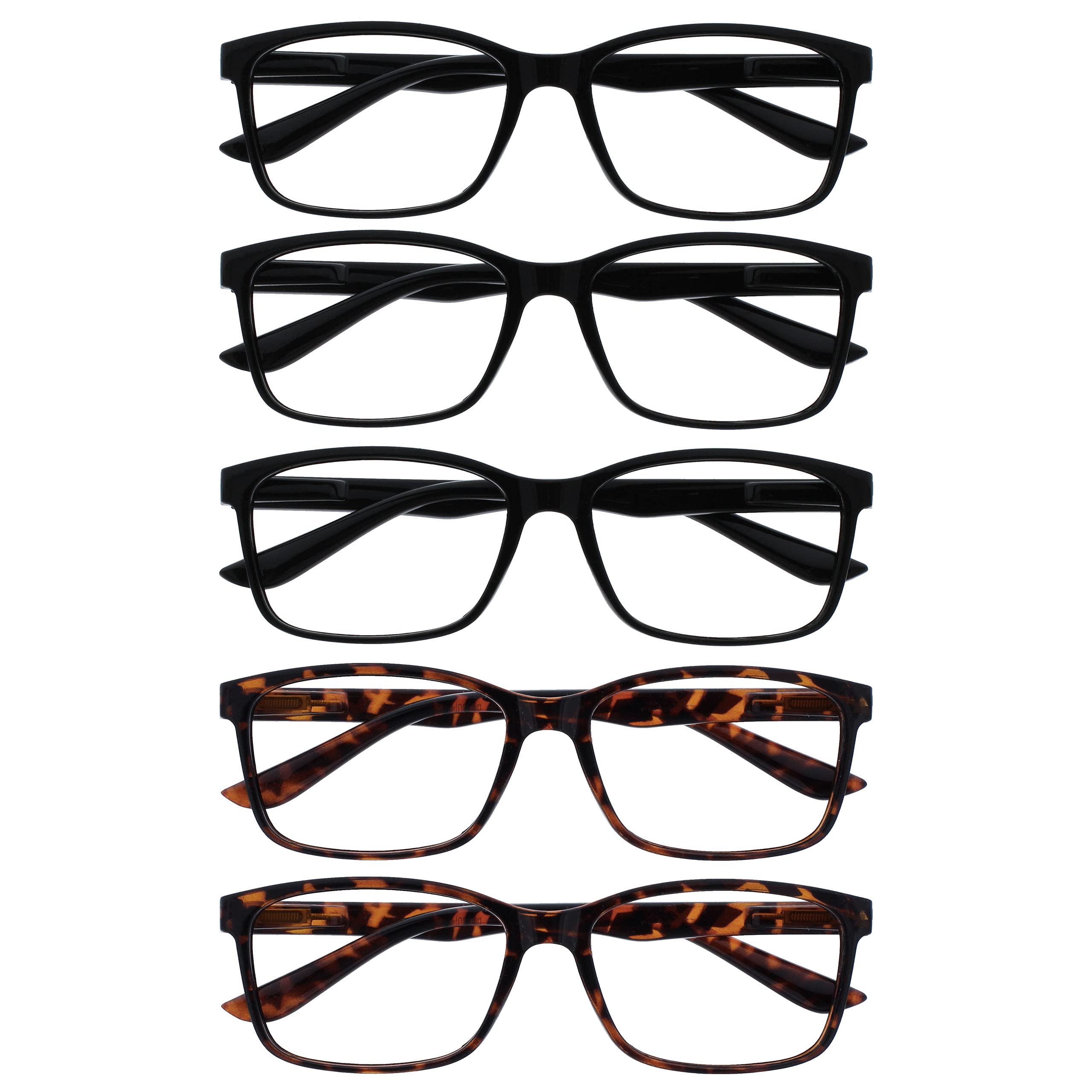 OPULIZE The Reading Glasses Company Mens Large Black Brown Readers Value 5 Pack Designer Style Spring Hinges Rrrrr83-11122 +1.50