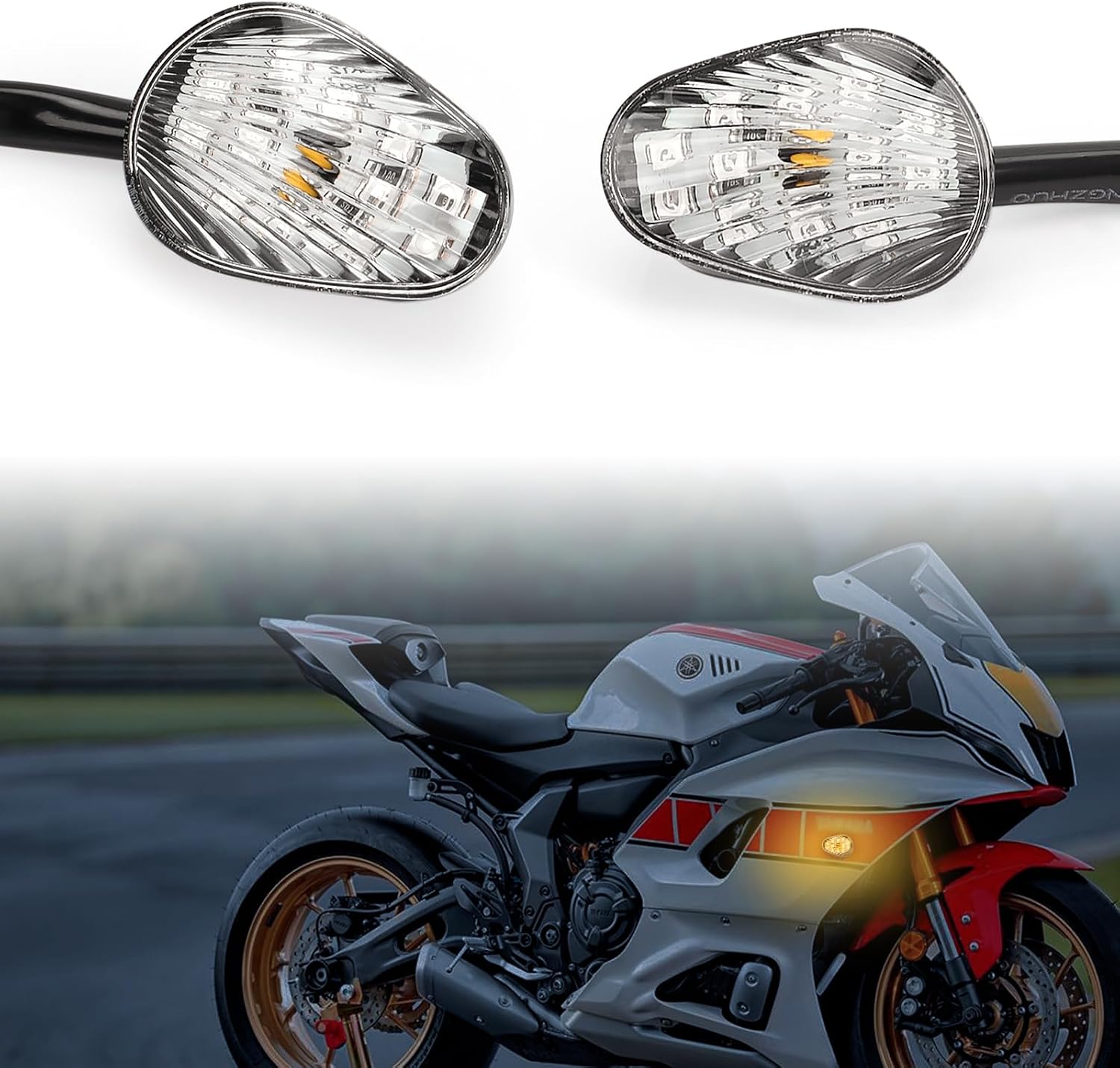Flush mount motorcycle turn signals LED Light Blinkers Compatible with YZF R1 R3 R6 R6S TMAX MT 07 MT 09 Fazer FZ6 FZ1 FZ FZ6R FZ07 FZ8 FZ09 Turn Indicators (Smoked Color)