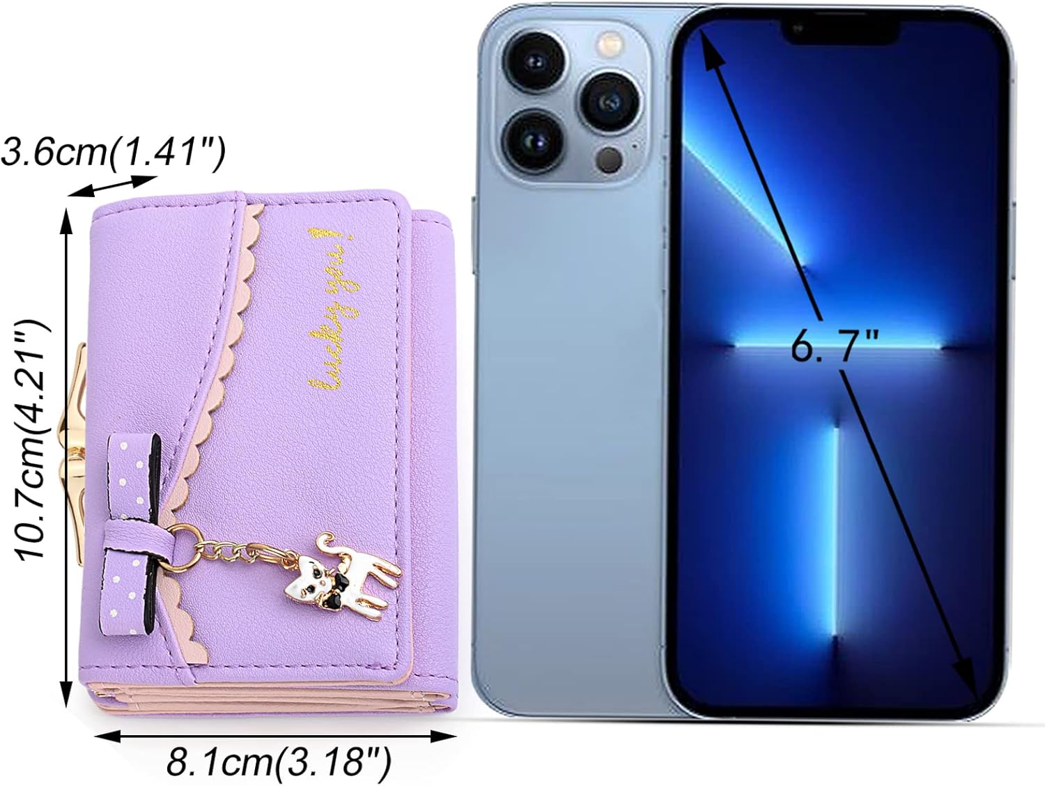 UTO Ladies Bifold Card Wallet Purse Zipper Coin Pocket Cat Pendant Tassel Deco PU Leather 7 713aP2KeGZL. AC SL1500