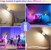 Feallive LED fali lámpa távirányítóval, dimmer, 360° forgatható, 4 fényerő, RGB 6