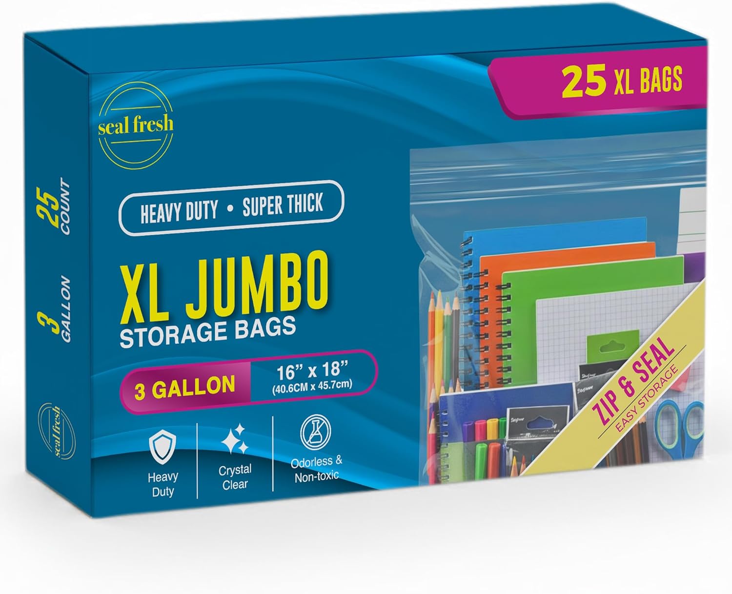 3 Gallon XL Zip Bags (25)