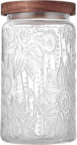 SNGKMSYG Tarro de vidrio grande con tapa, 68 onzas, contenedor de almacenamiento de alimentos vintage para cocina, tarros Mason para galletas,